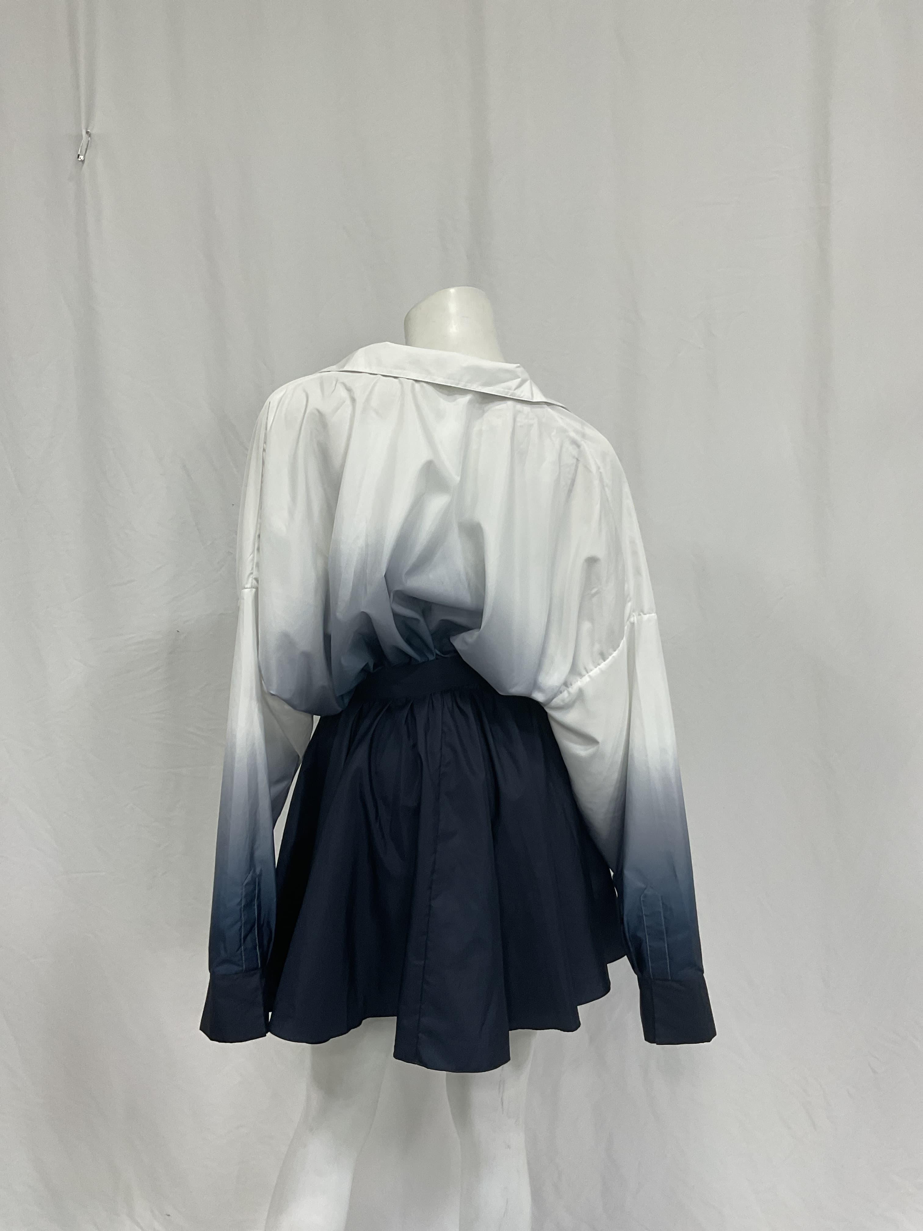 Super Oversized Boyfriend Shirt Flared Mini Dress In True Navy Ombre - Image 2