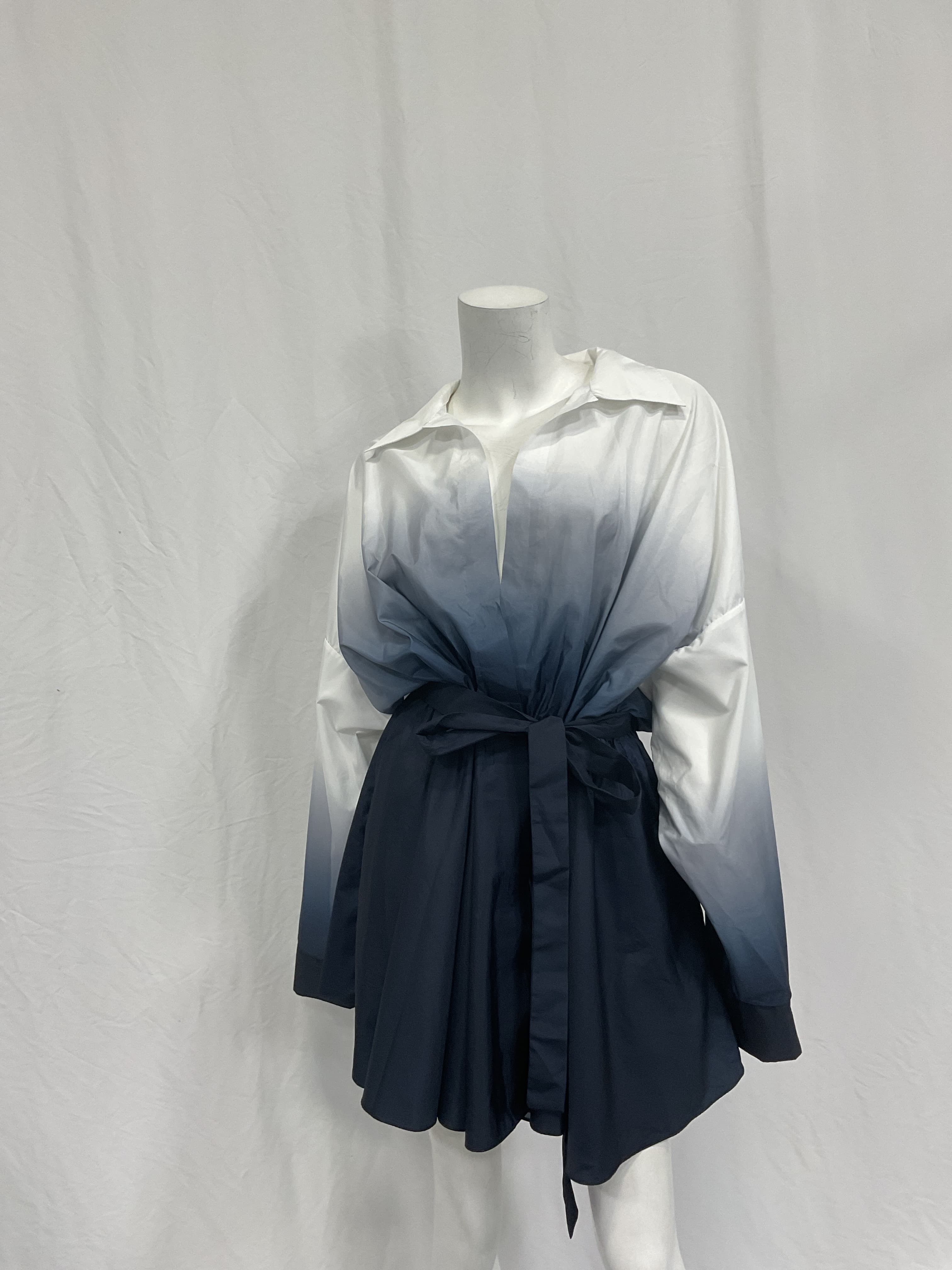 Super Oversized Boyfriend Shirt Flared Mini Dress In True Navy Ombre - Image 4