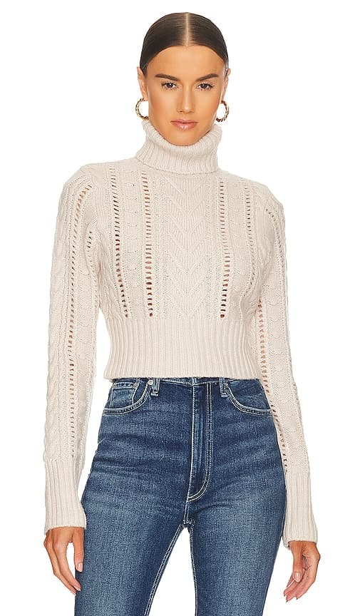 Elizabeth Cable Turtleneck In Ivory - Image 1
