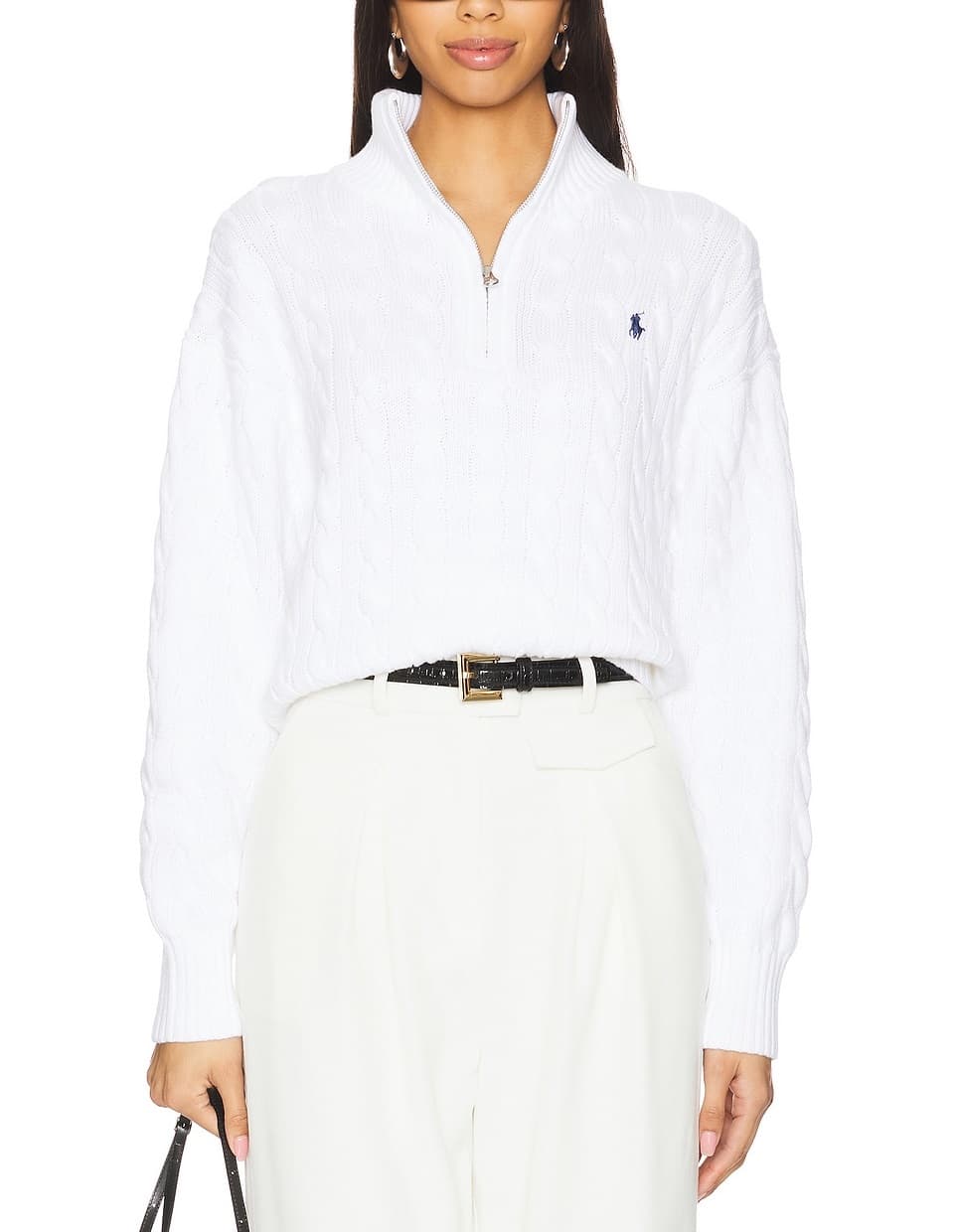 Cable-Knit Cotton Quarter-Zip Sweater - Image 1