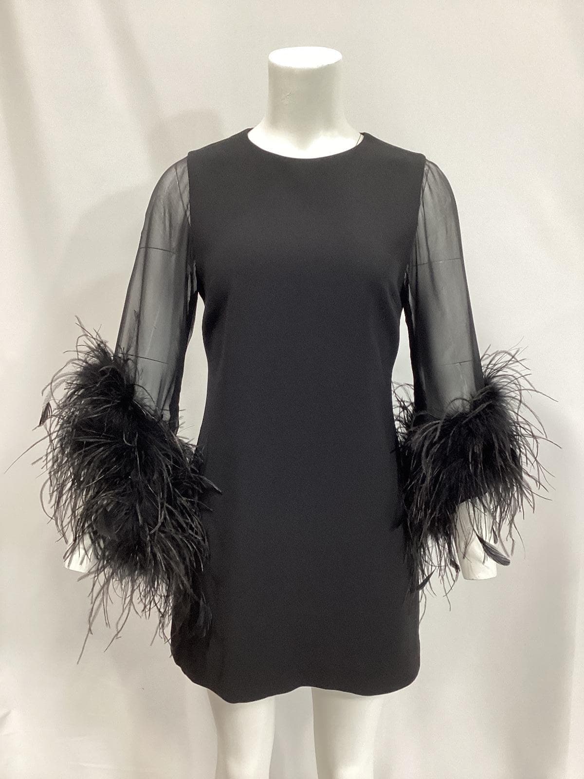 Izola Feather Dress In Black - Image 4