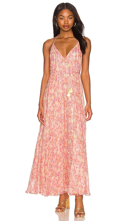 Long Dress In Peach & Butter Yellow - Image 1