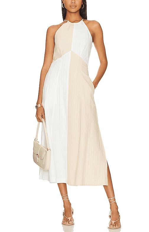 Destine Midi Dress In Milk Tea - Image 1
