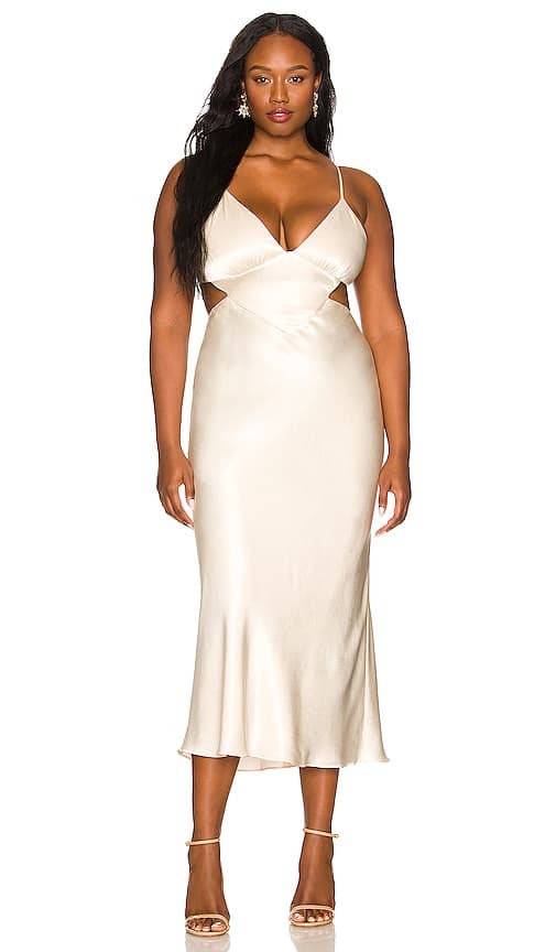 La Lune Backless Midi Dress In Cream - Image 1