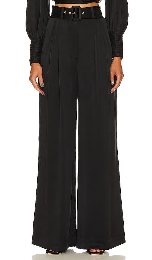 Silk Tuck Pant In Black - Image 1