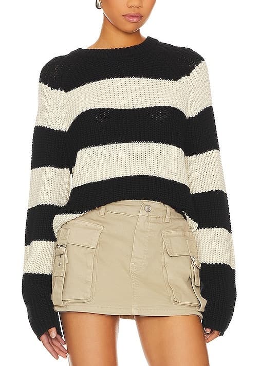 Velvet By Graham & Spencer Ciara Sweater In Black & Ivory - Image 1