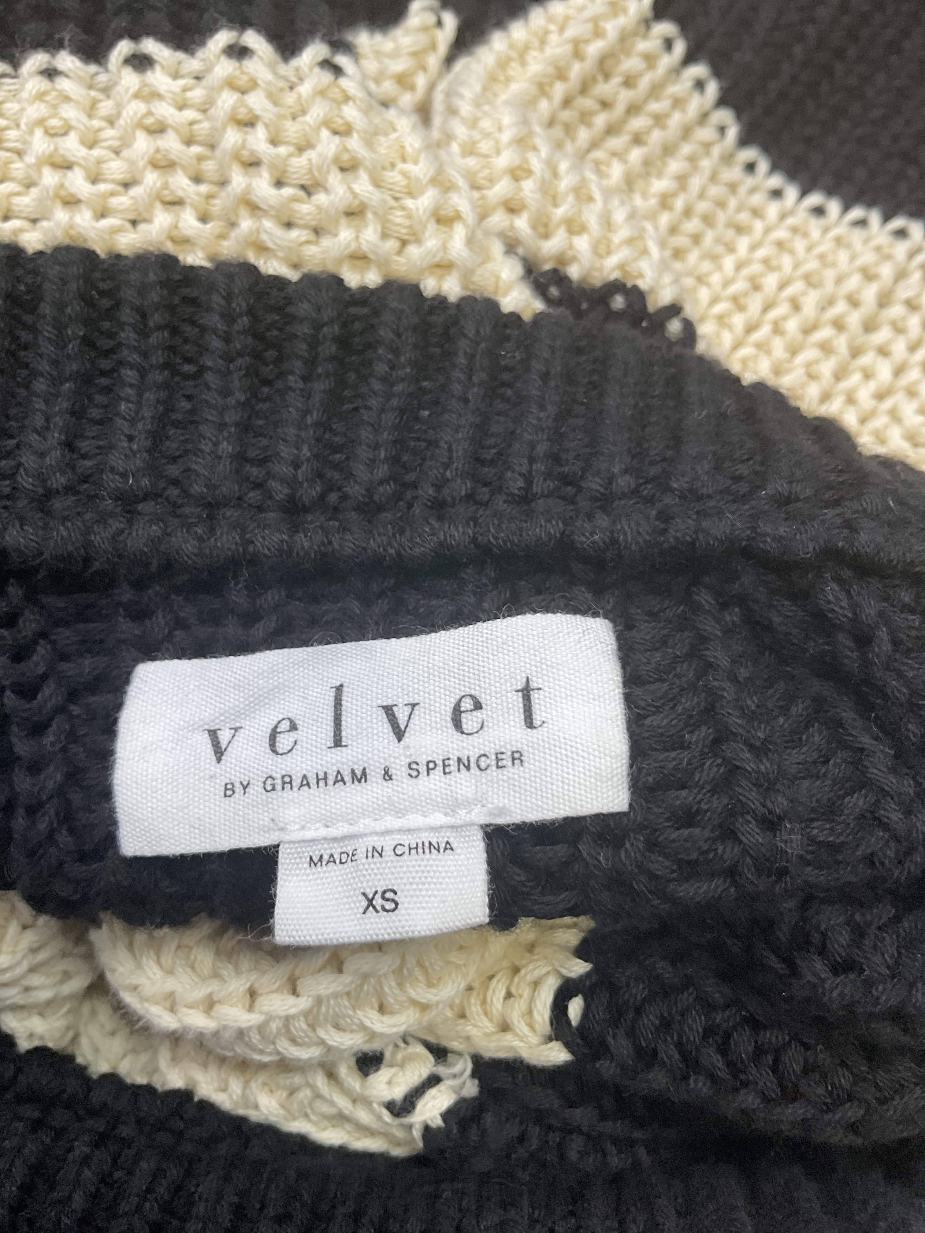 Velvet By Graham & Spencer Ciara Sweater In Black & Ivory - Image 3