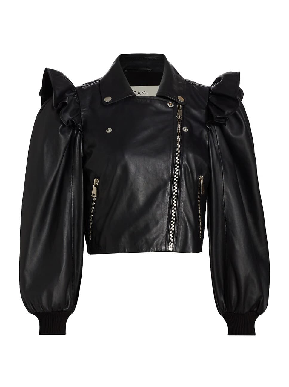 Beta Puff-Sleeve Leather Jacket - Image 1