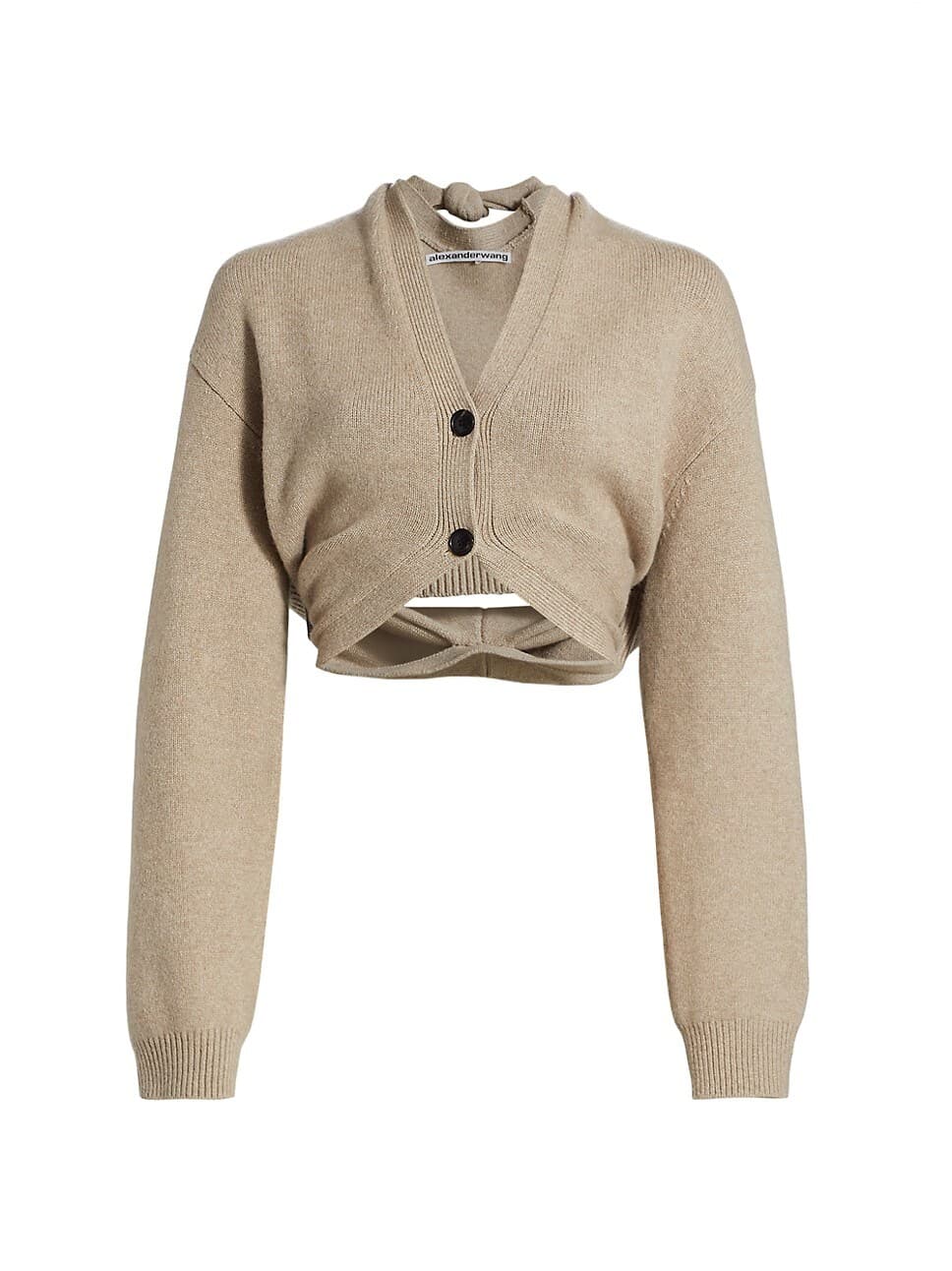 Back Knot V-Neck Cardigan - Image 1