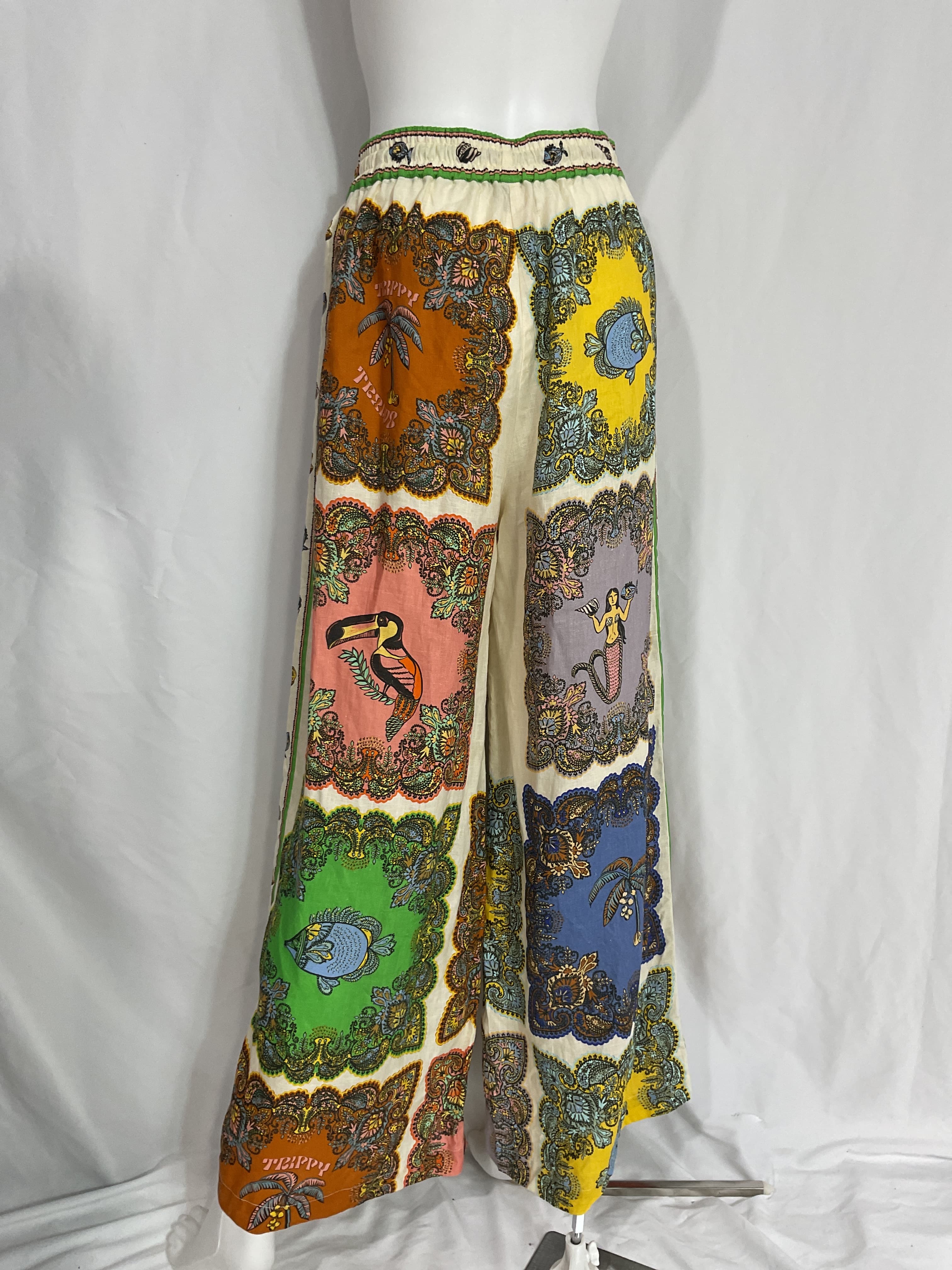 Trippy Troppo Patchwork-Printed Linen Wide-Leg Pants - Image 2