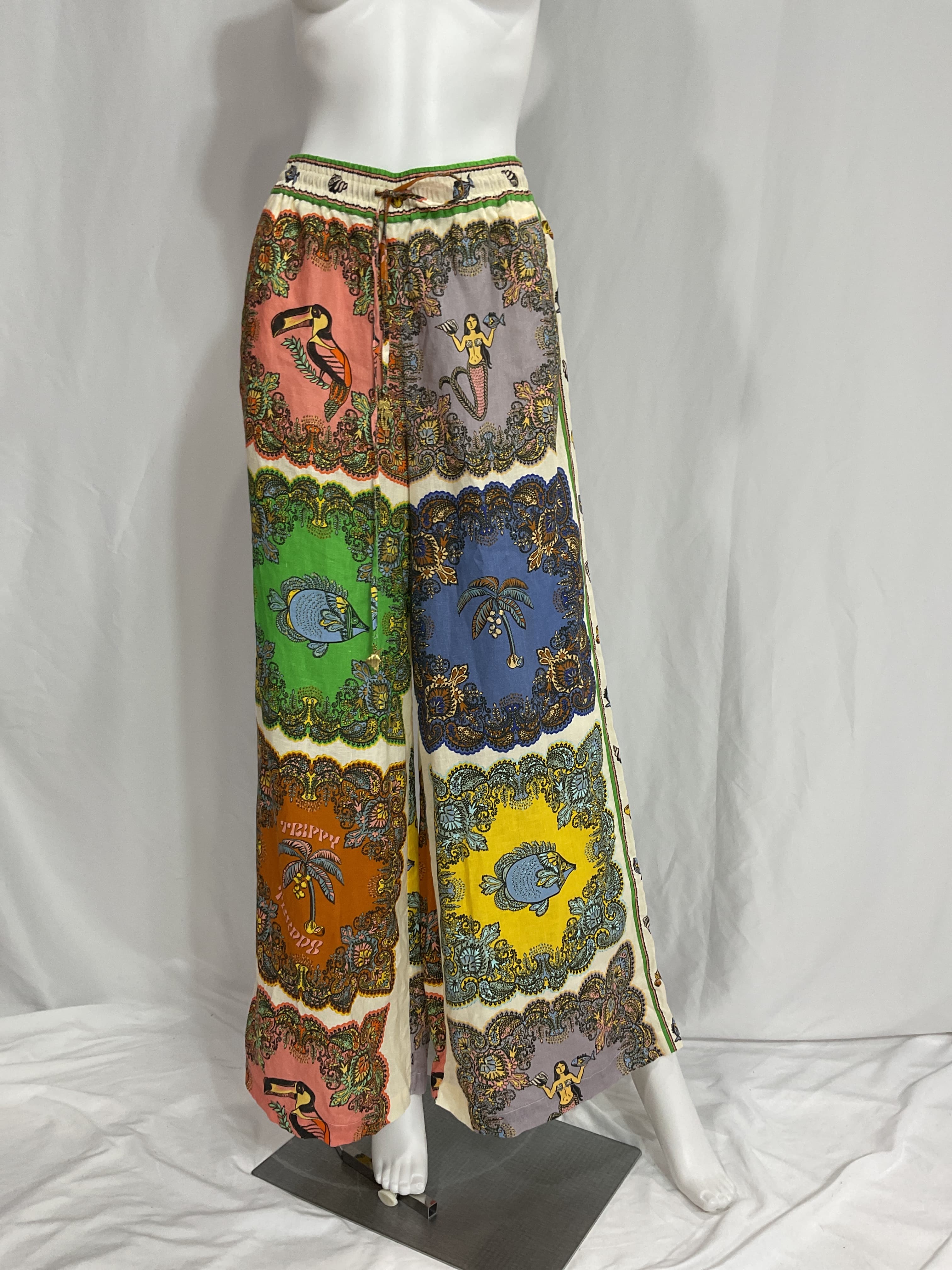 Trippy Troppo Patchwork-Printed Linen Wide-Leg Pants - Image 3
