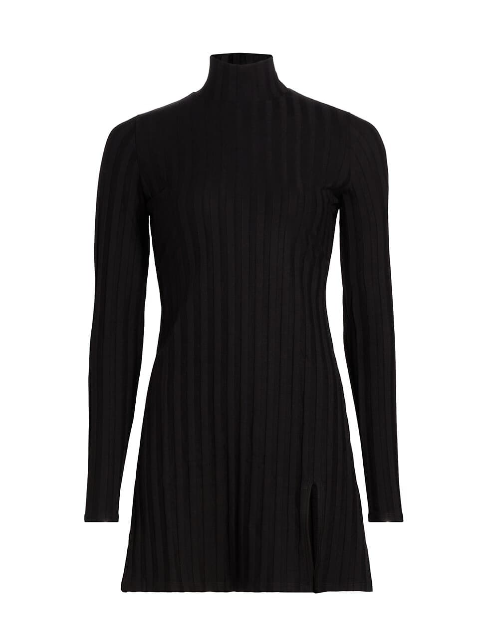 Libra Rib-Knit Turtleneck Minidress - Image 1
