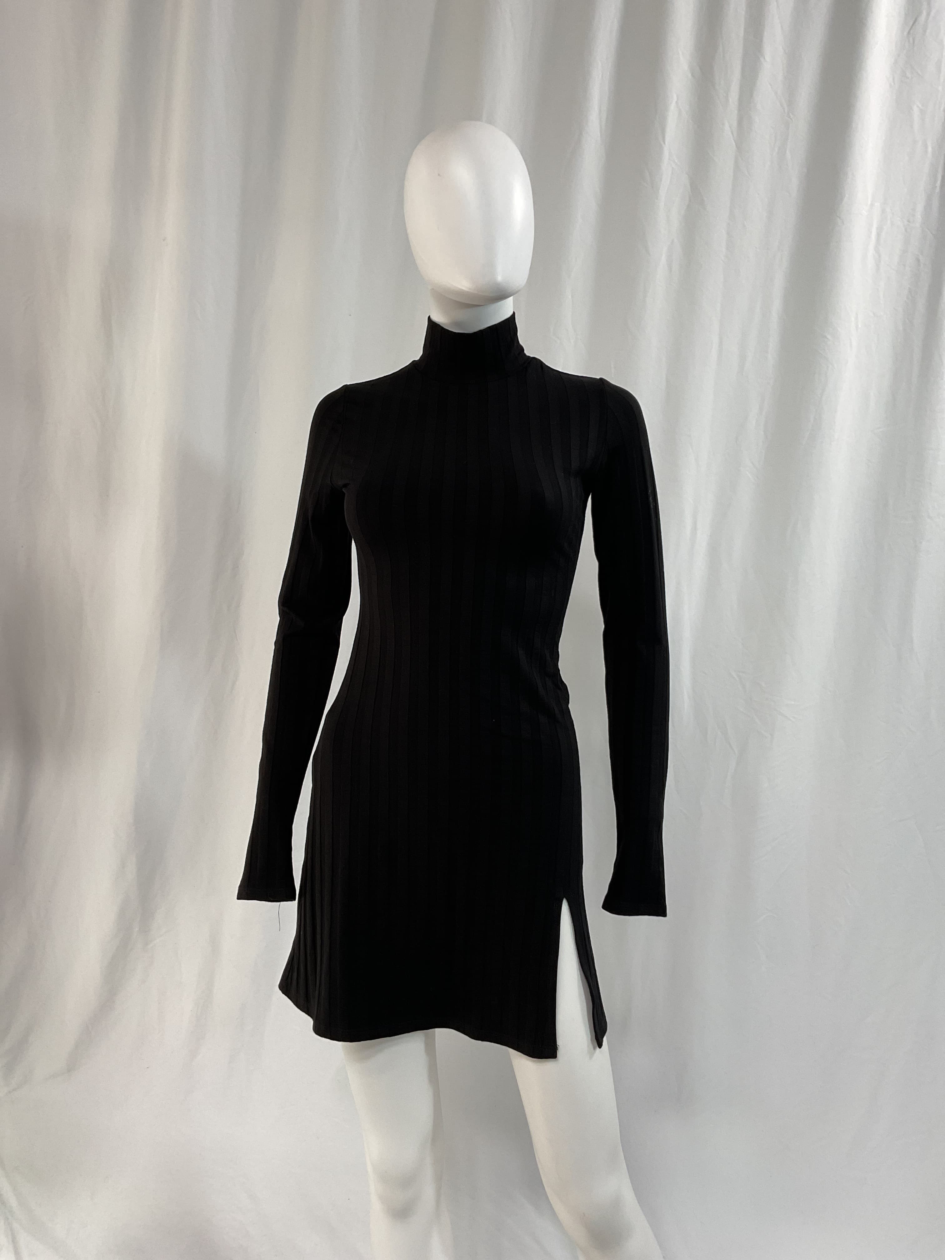 Libra Rib-Knit Turtleneck Minidress - Image 3