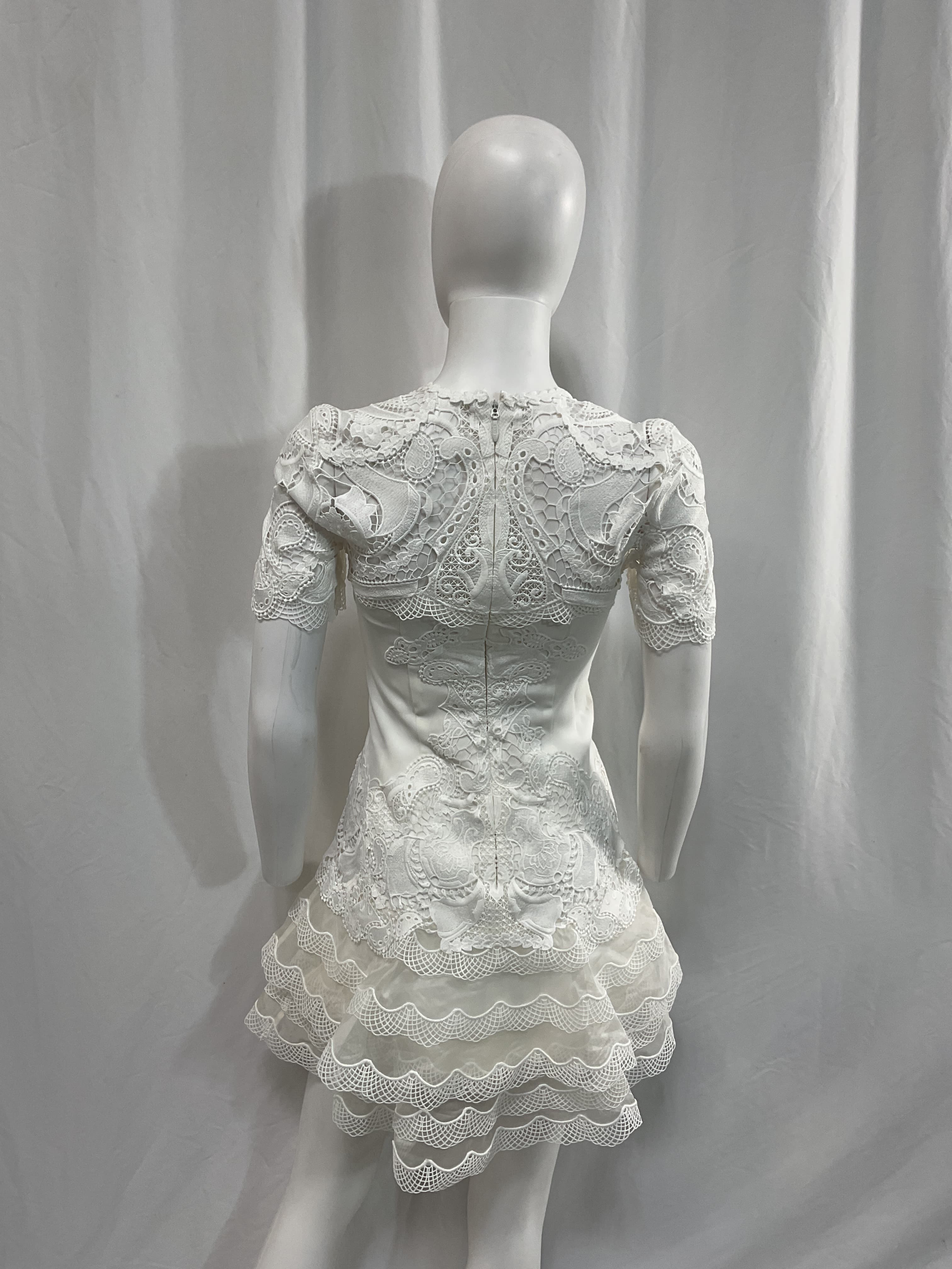 Lace Applique A-Line Minidress - Image 3