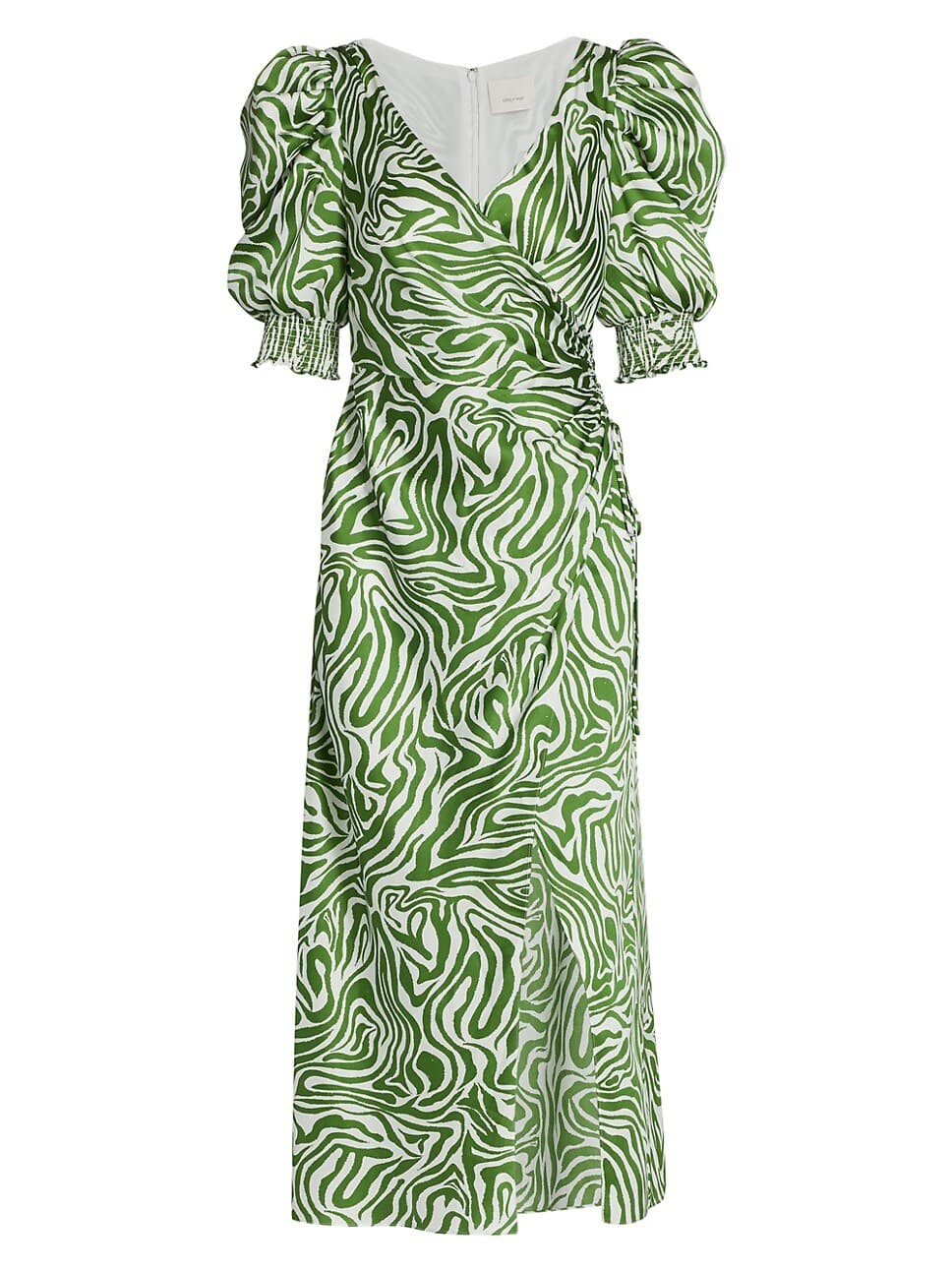 Kacy Zebra Print Puff-Sleeve Wrap Sheath Dress - Image 1