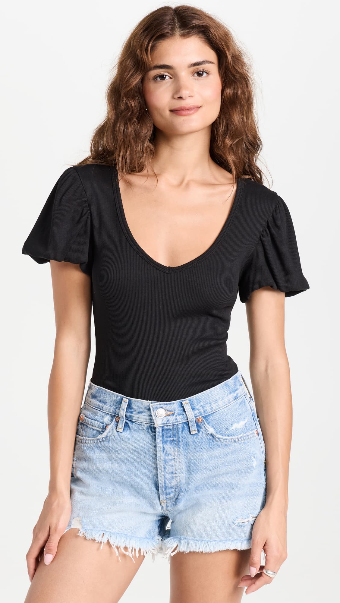 Nico Puff Sleeve V Neck - Image 1