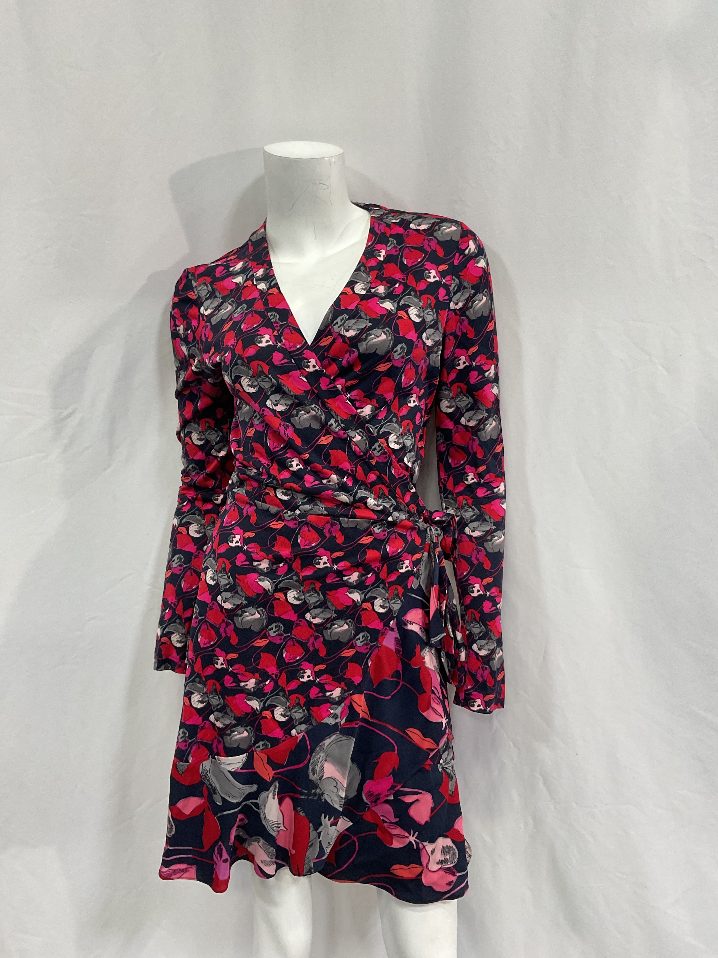 Elita Ruffled Printed Silk-Jersey And Crepe De Chine Mini Wrap Dress - Image 4
