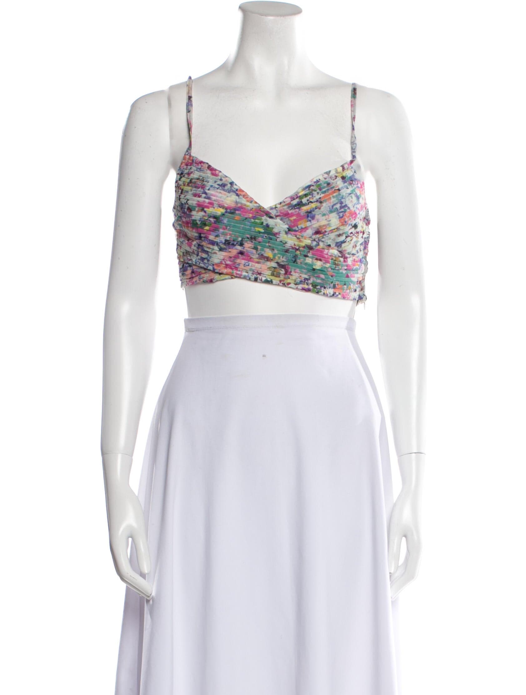 Floral Print Scoop Neck Crop Top - Image 1