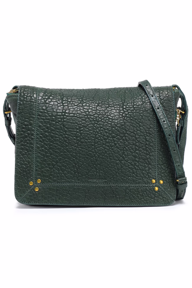 Zip-Detailed Textured-Leather Shoulder Bag - Image 1