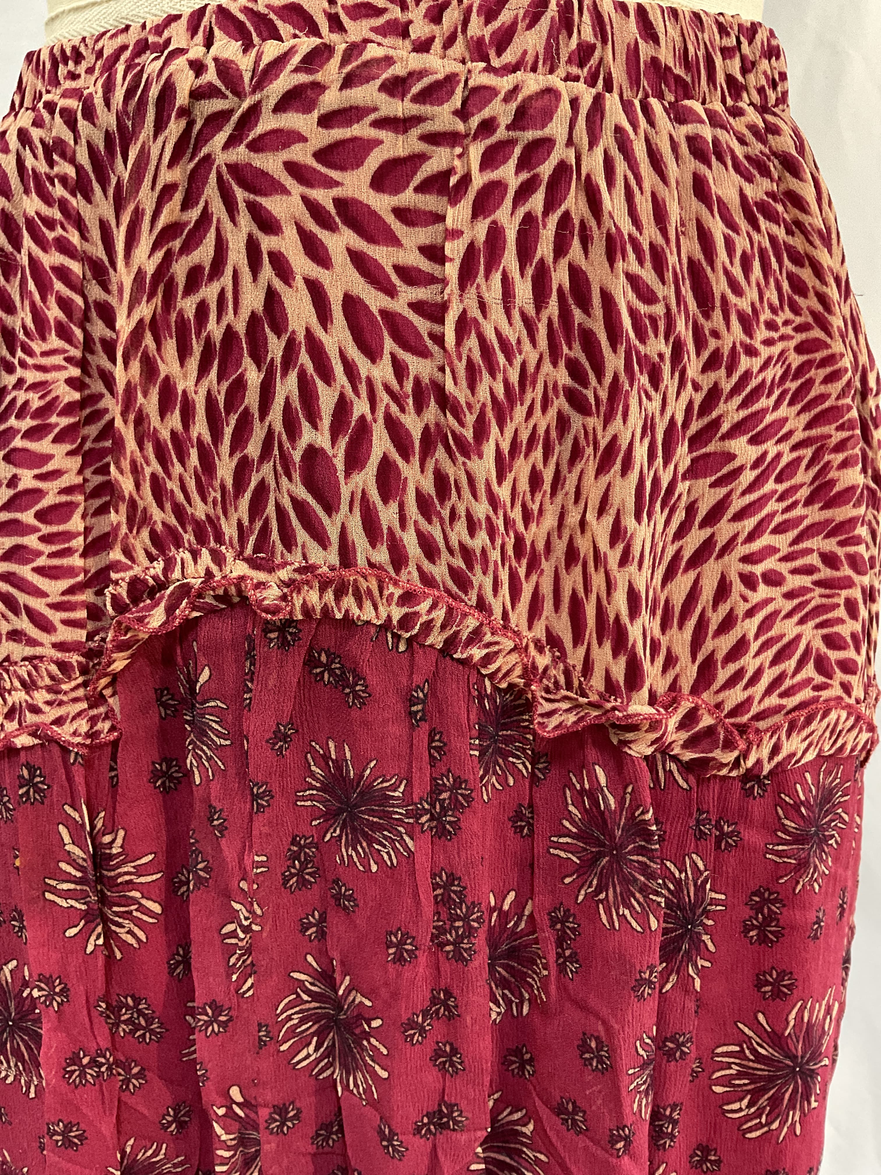 Gapi Asymmetric Tiered Printed Crepon Midi Skirt - Image 2