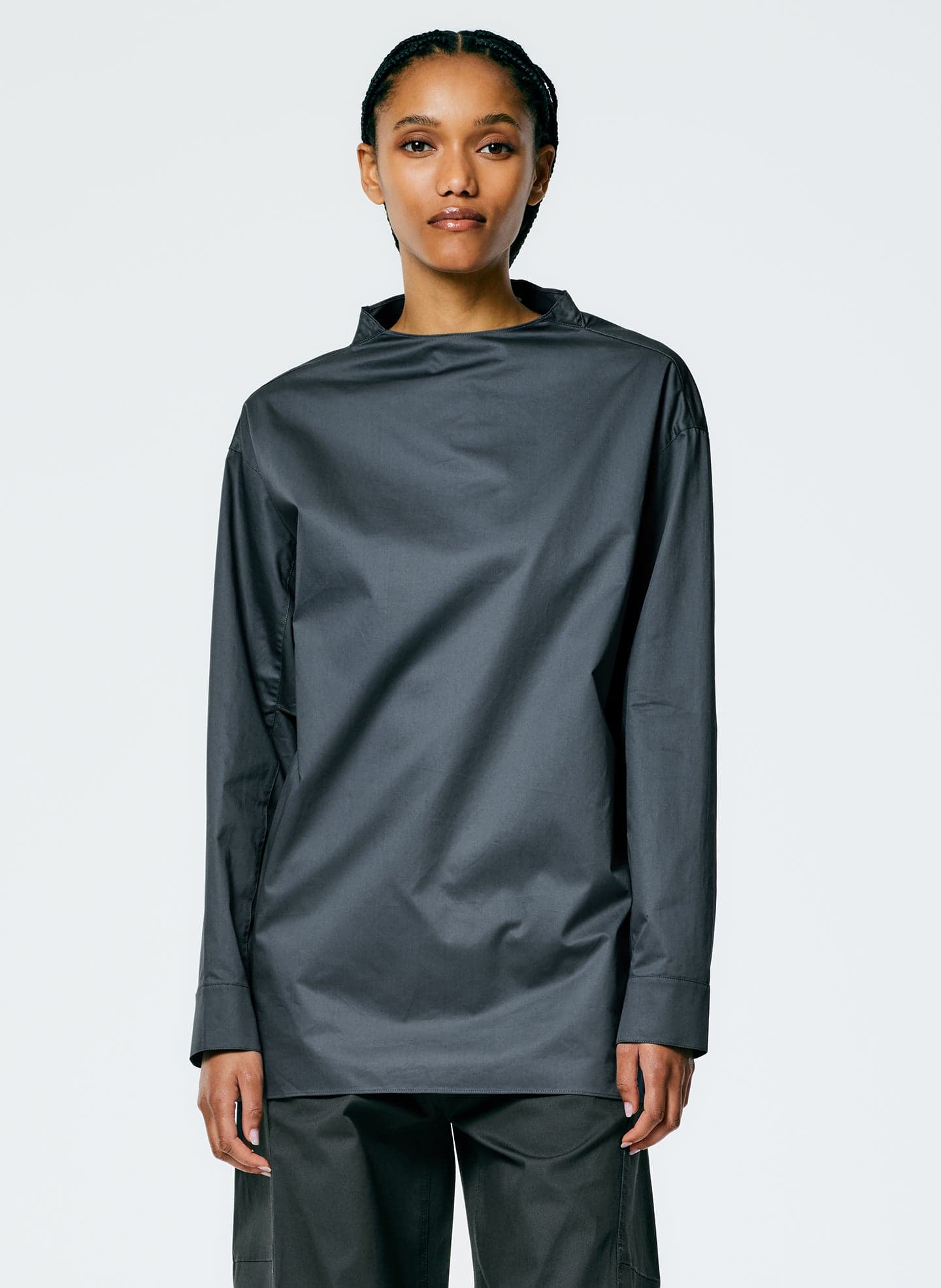 Eco Poplin Funnelneck Top - Image 1