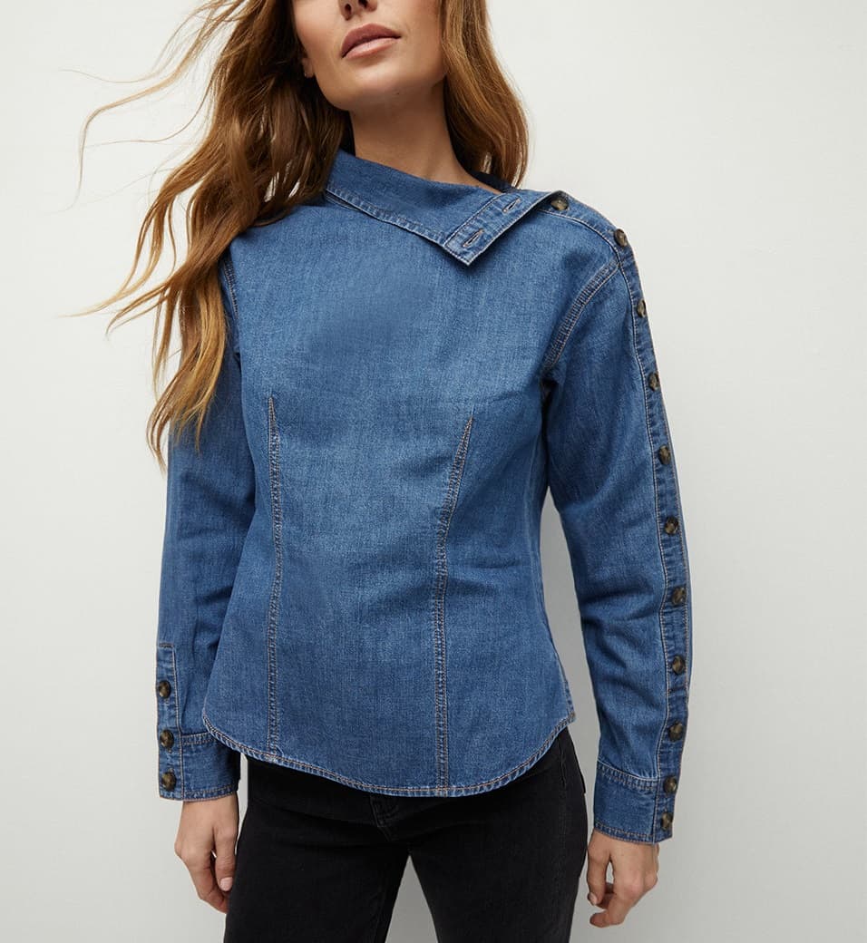 Fauri Asymmetrical Denim Shirt - Image 1