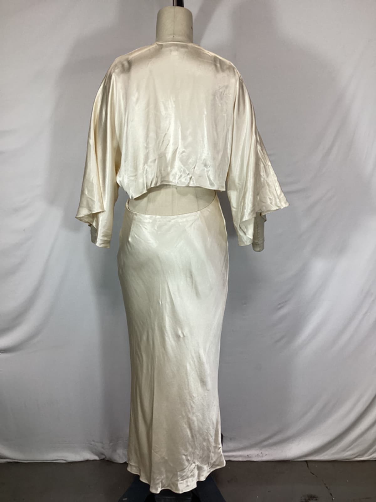 La Lune Tie Front Bias Midi Dress In Cream - Image 4