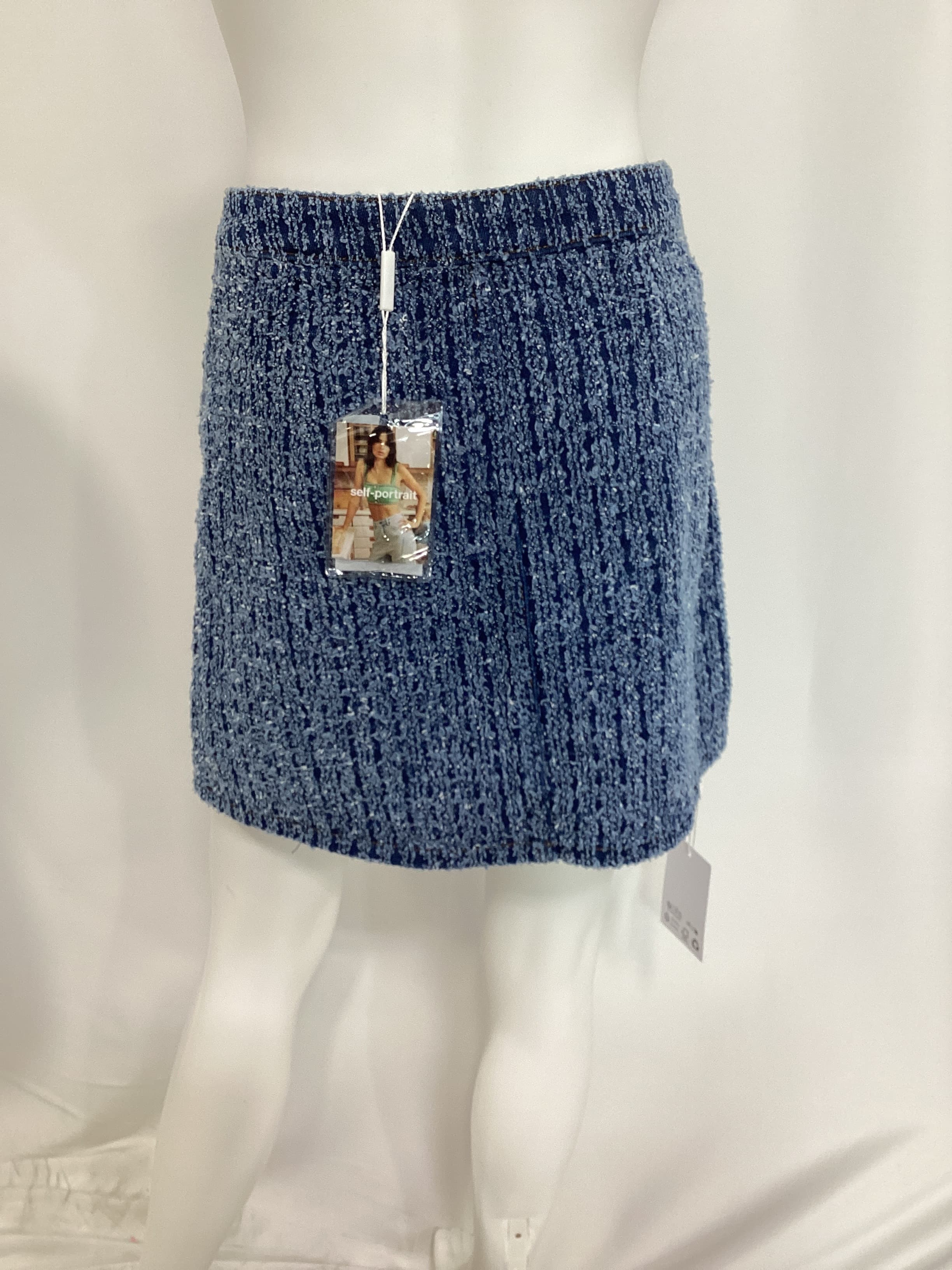 Textured Denim Mini Skirt In Blue - Image 2