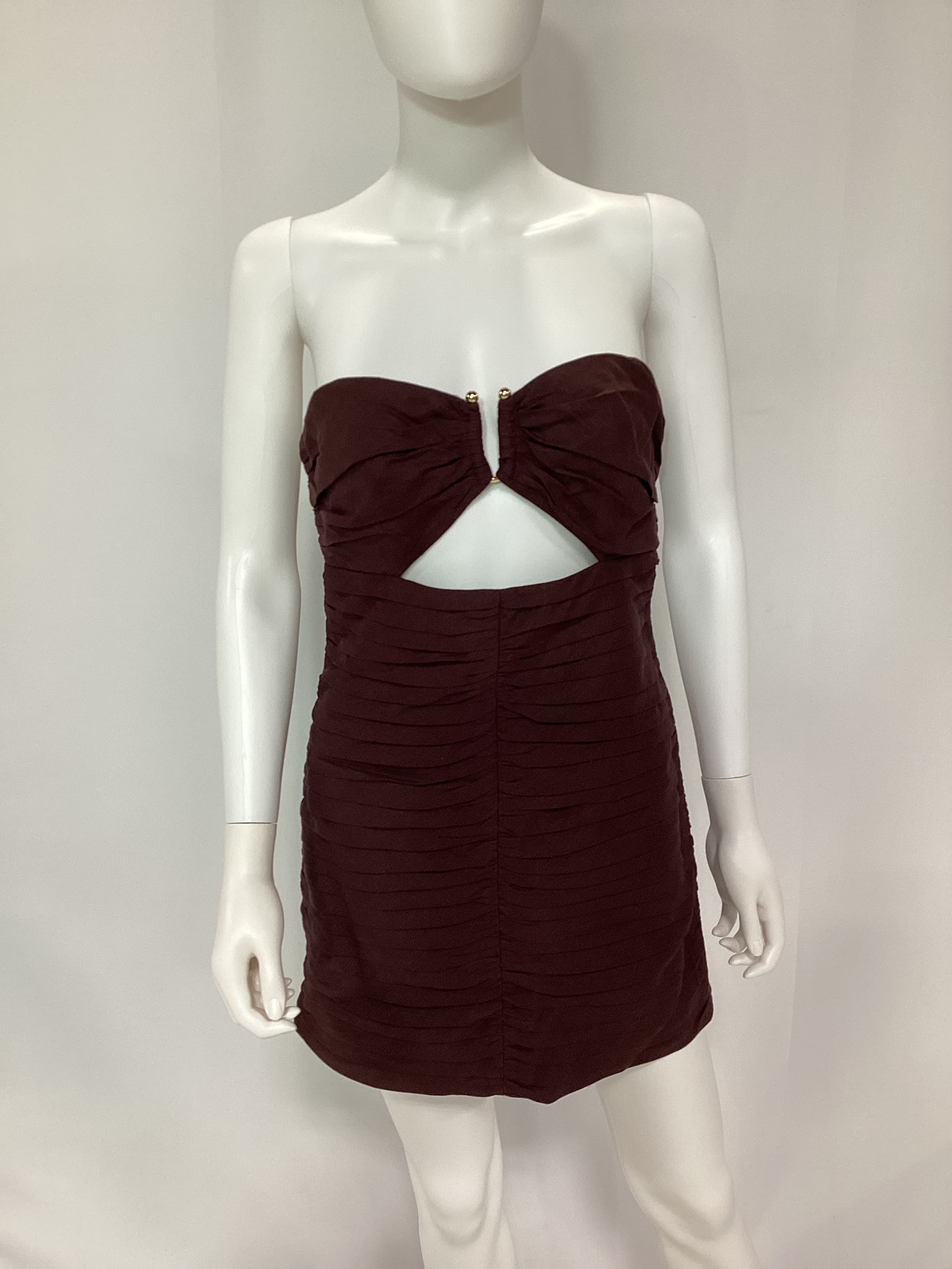 Cezanne Strapless Fitted Mini Dress In Cocoa - Image 3