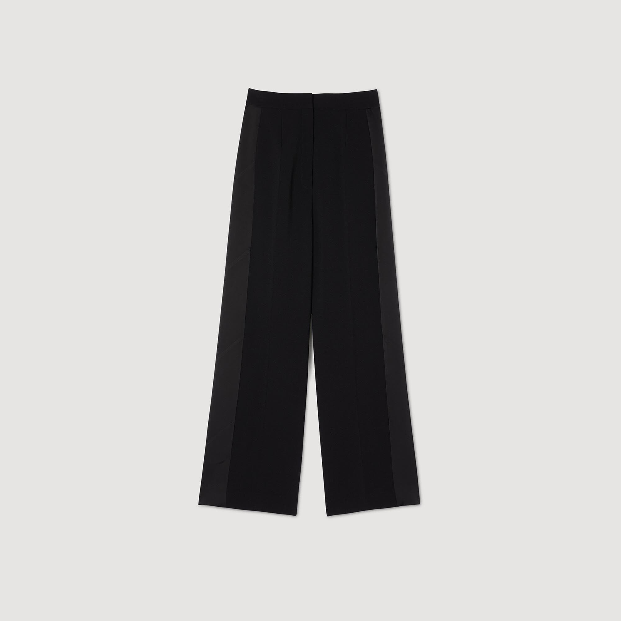 Wide-Leg Satin Side Stripe Trousers - Image 1