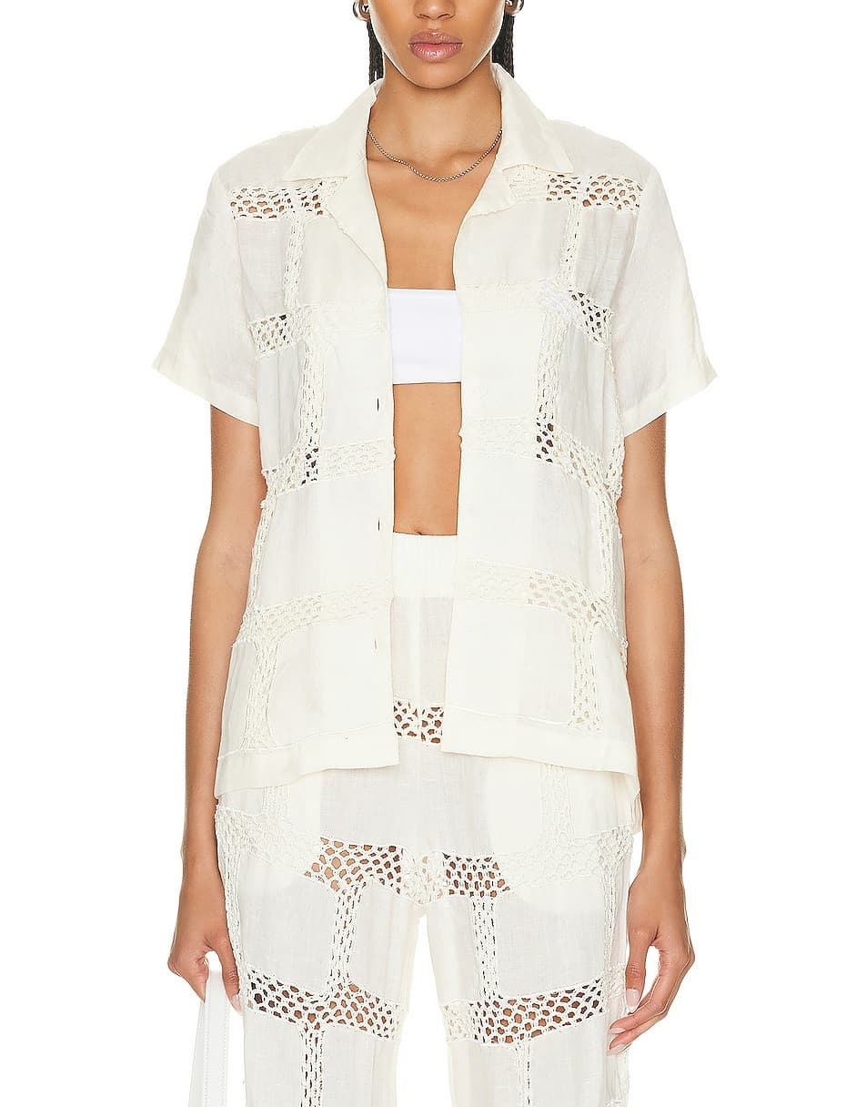Beatrice Patchwork Shirt In Bone - Image 1