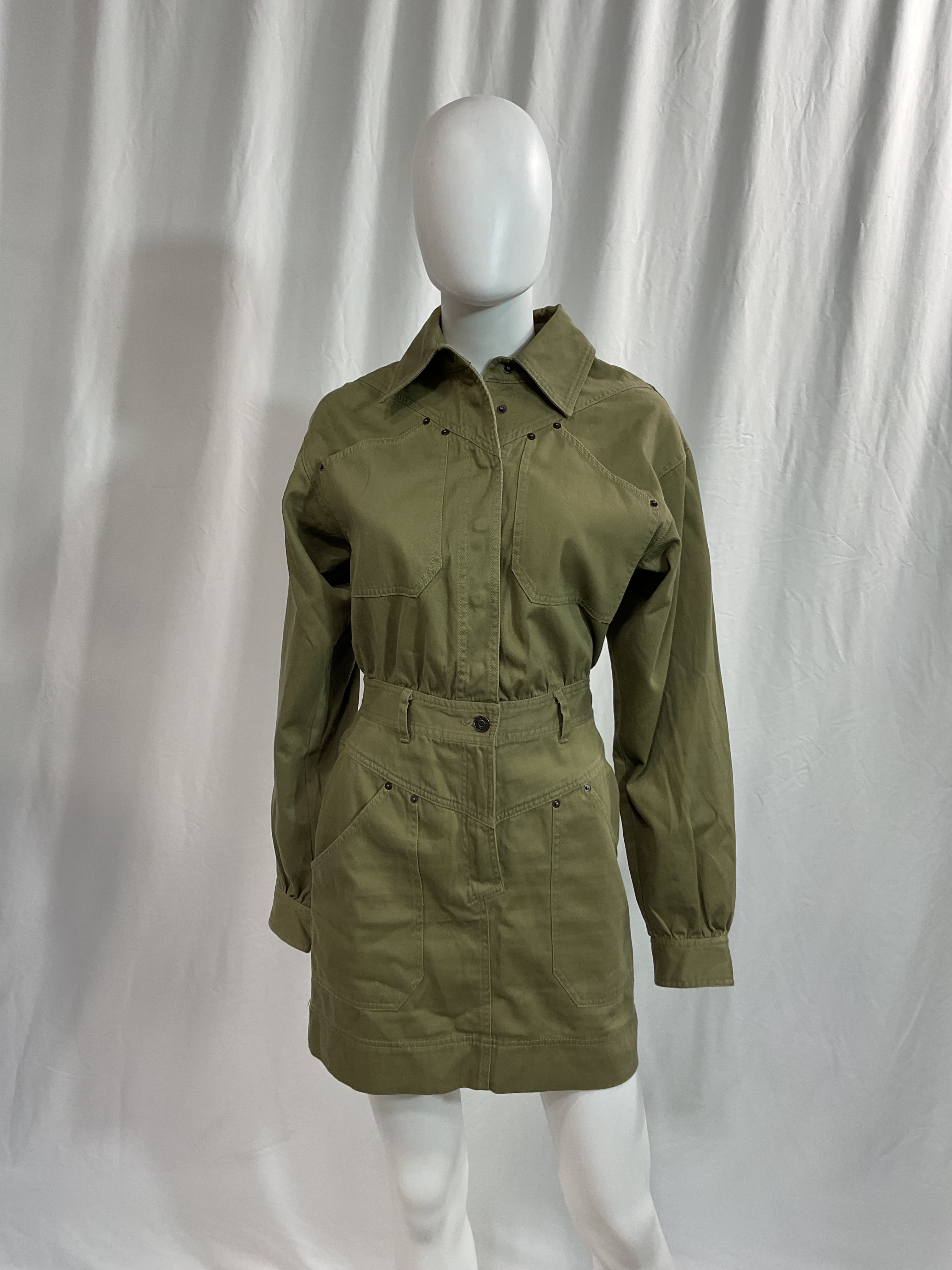 Chiara Utility Dress In Olive - Image 4