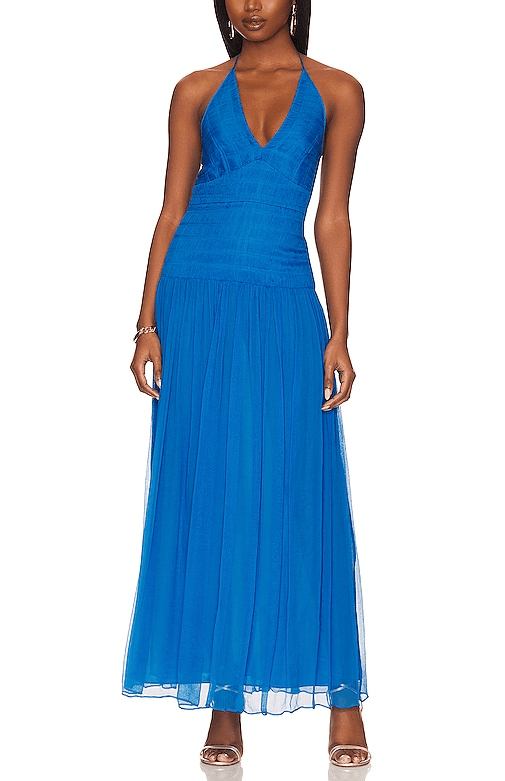 Leilani Halter Tie Maxi Dress In Pacific - Image 1
