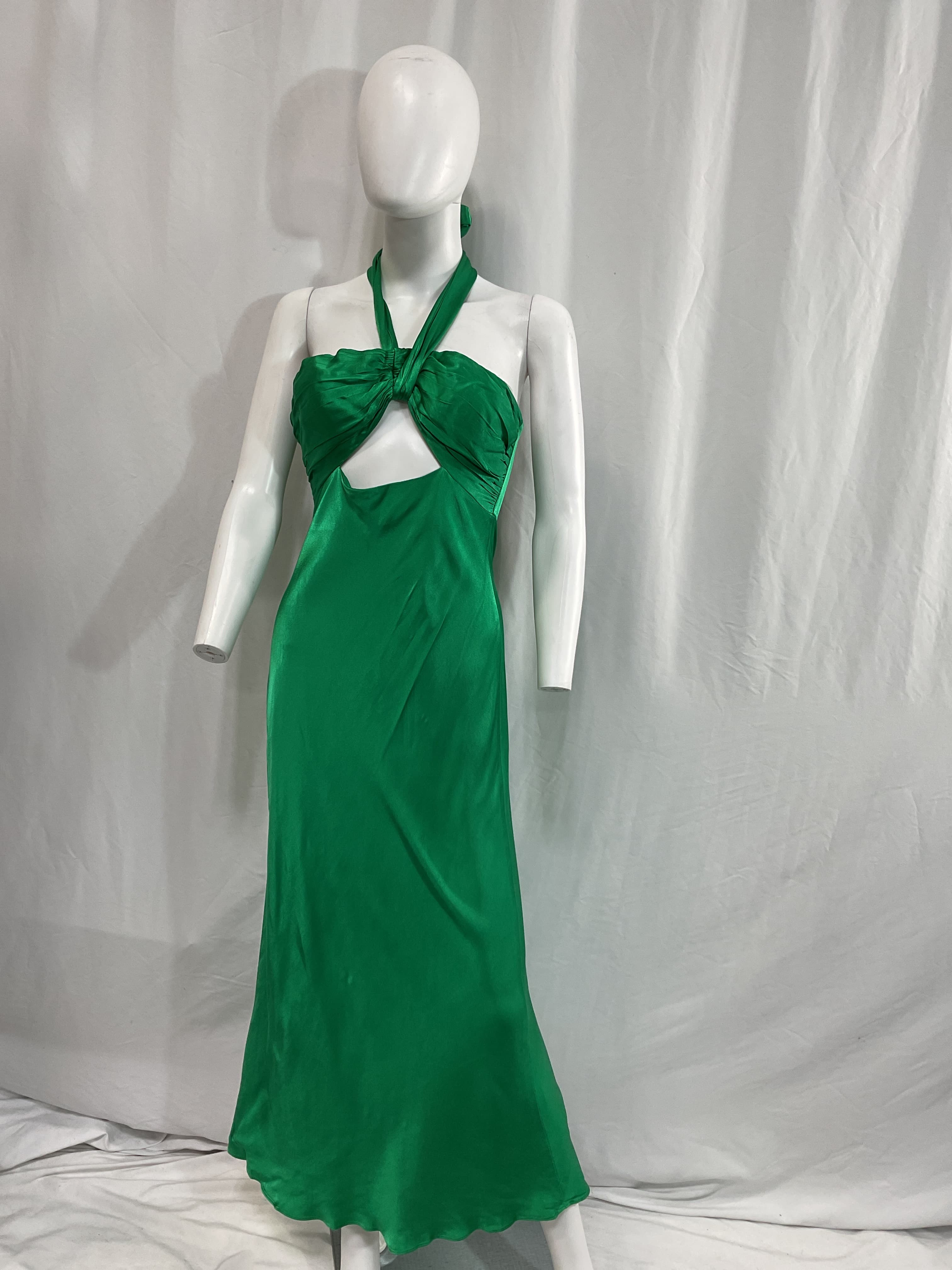 Lana Ruched Halter Midi Dress In Tree Green - Image 3