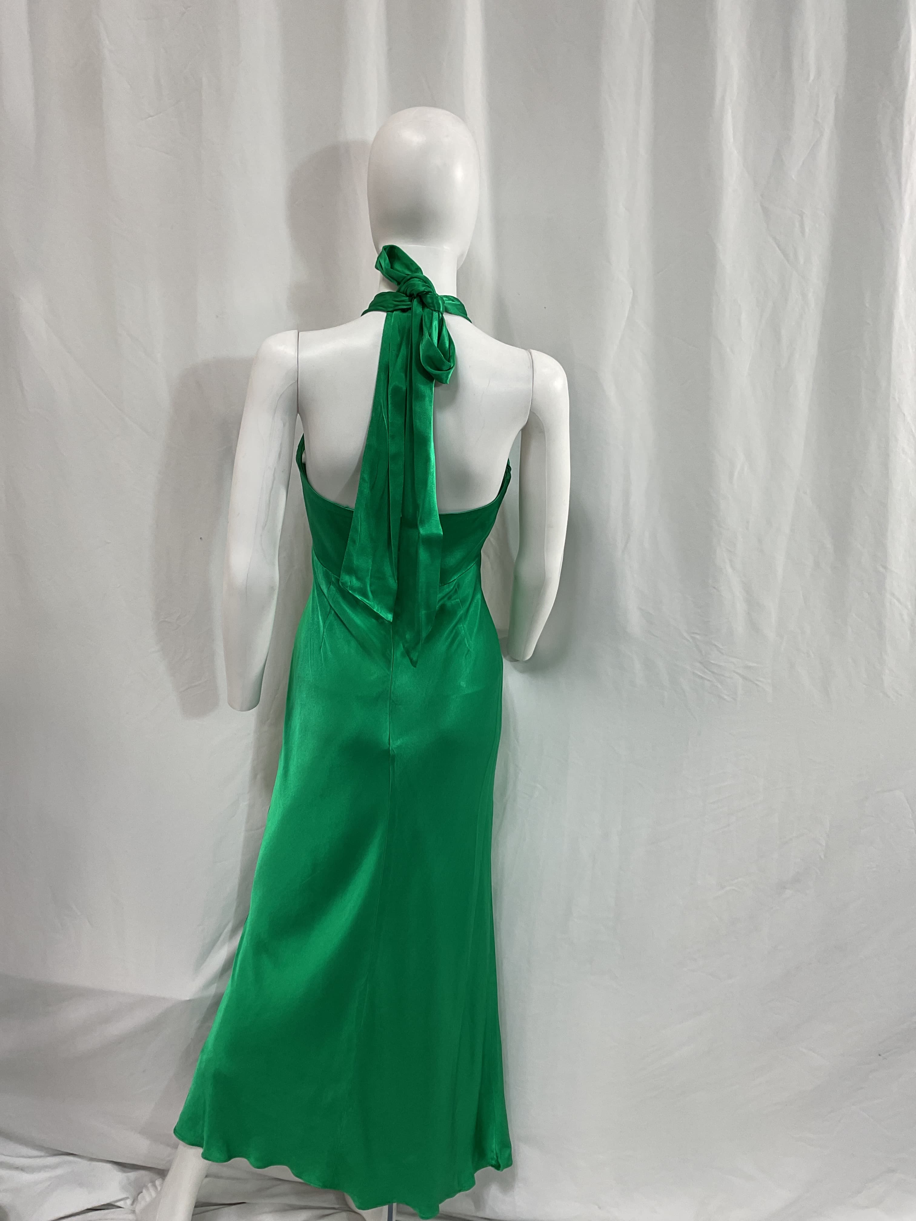 Lana Ruched Halter Midi Dress In Tree Green - Image 2