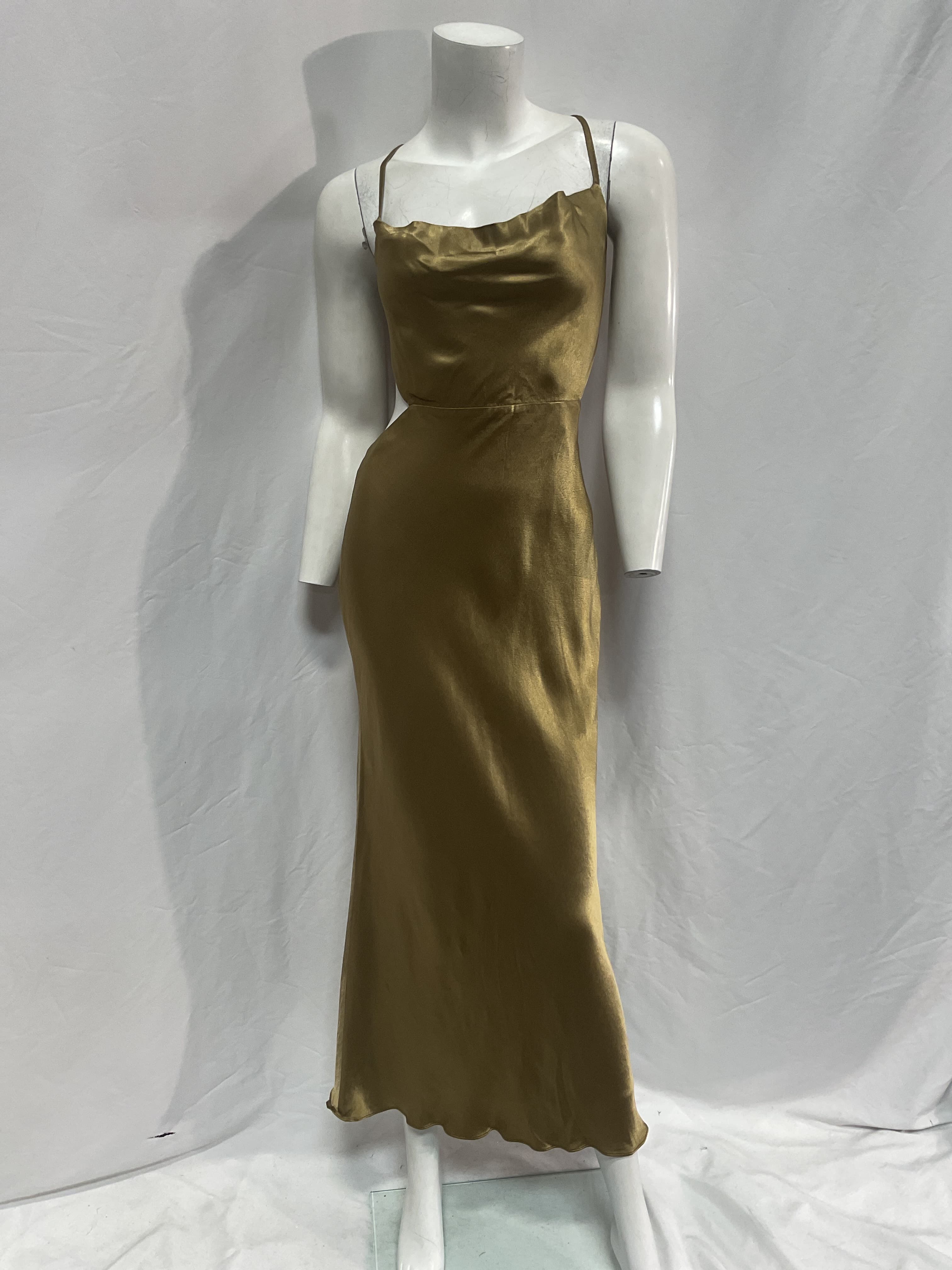 Thalia Bias Cut Out Midi Dress In Cumin - Image 2