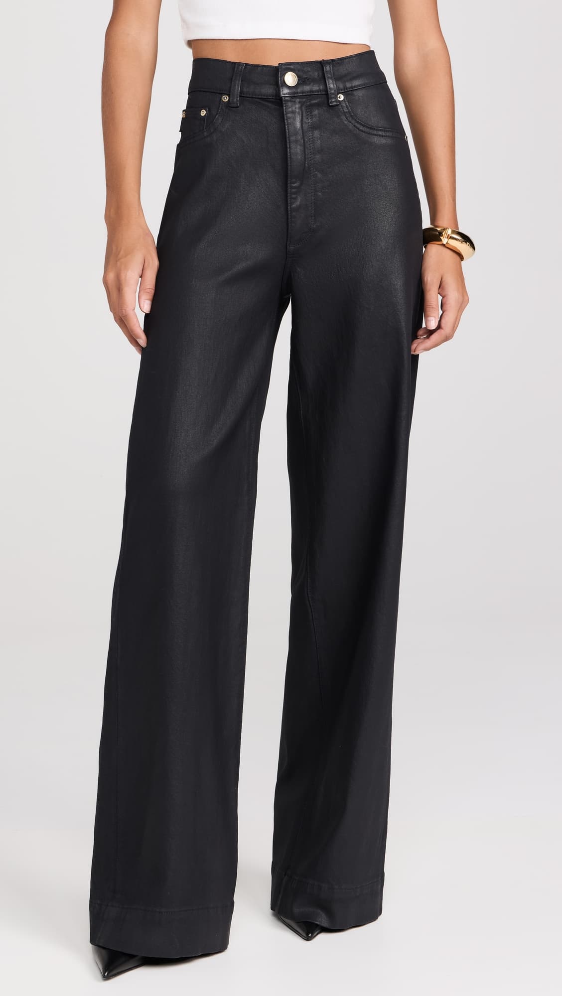 Hepburn Wide Leg High Rise Coated Jeans - Image 1