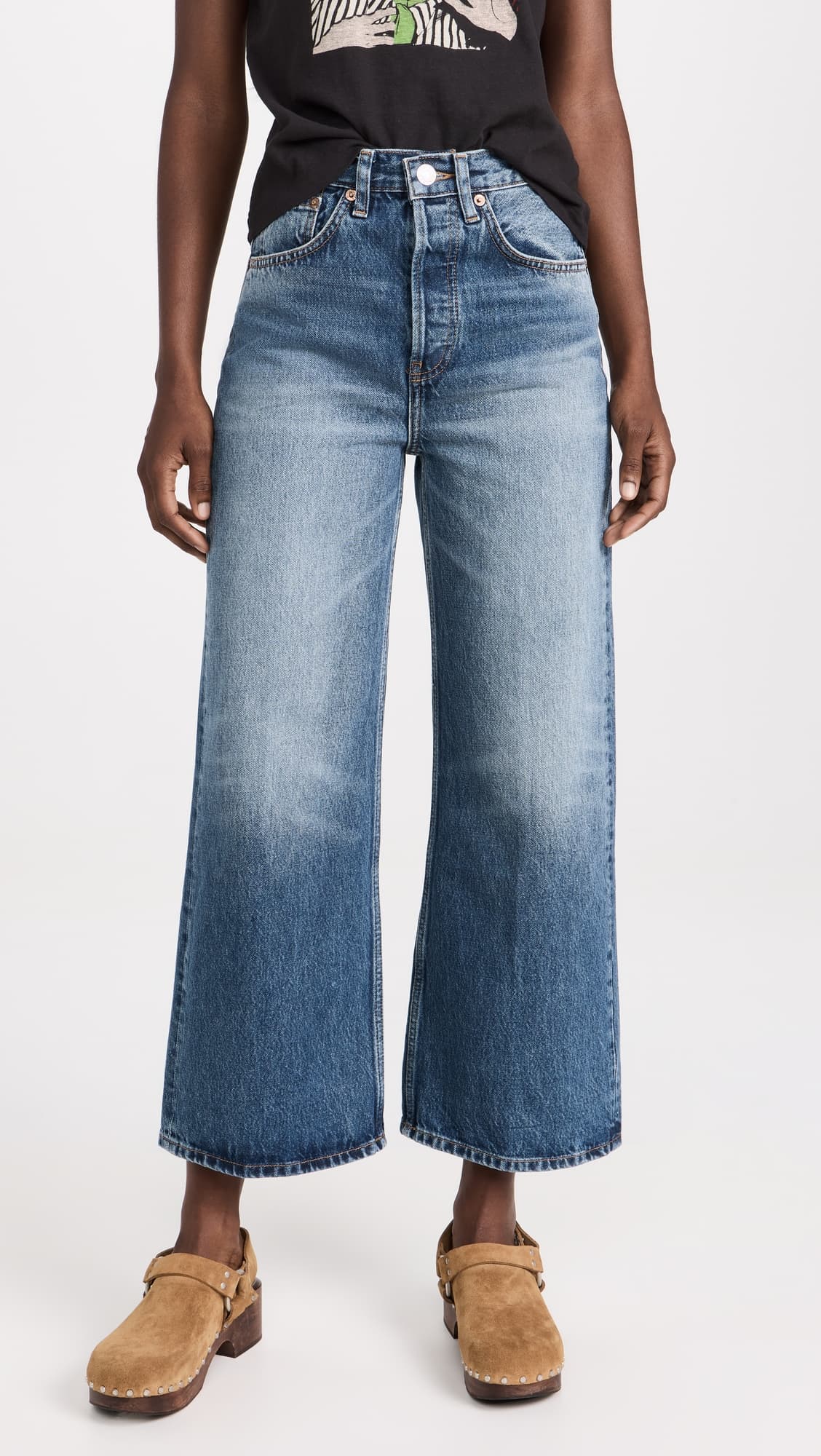 High Rise Wide Leg Crop Jeans - Image 1