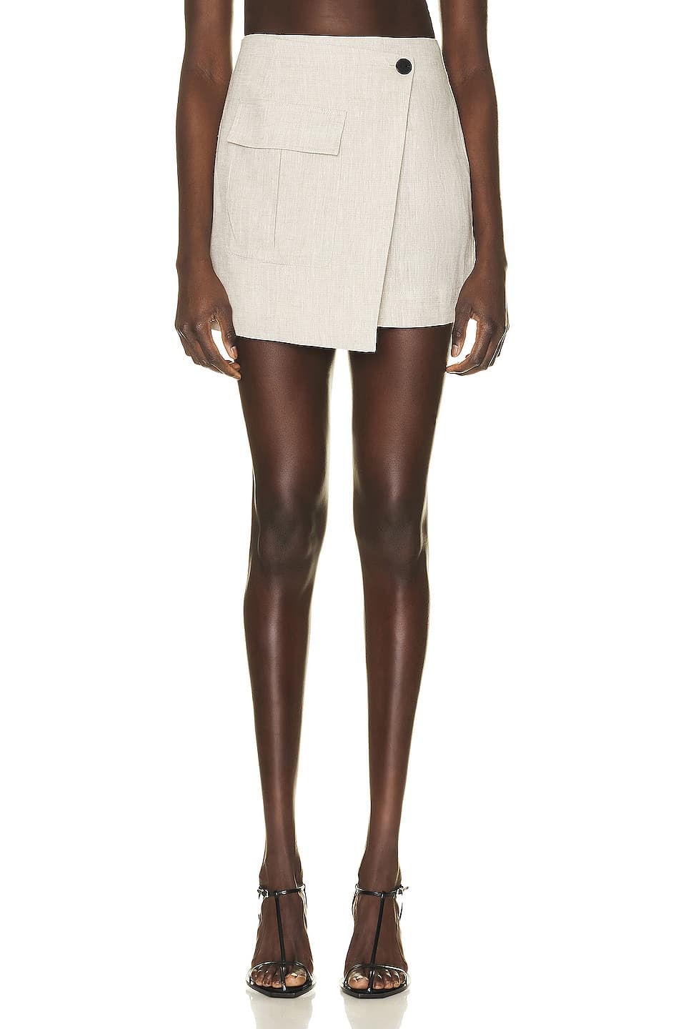 Cargo Wrap Mini Skirt In Oatmeal - Image 1