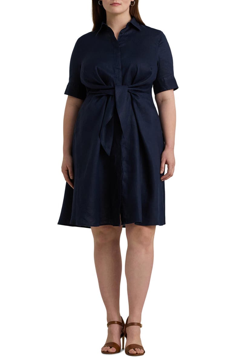Front Tie Linen Shirtdress - Image 2