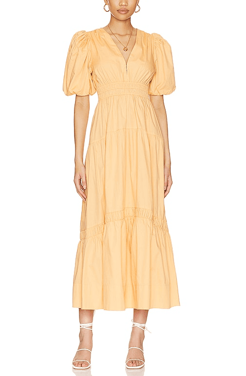 Piper Midi Dress In Orange - Image 2