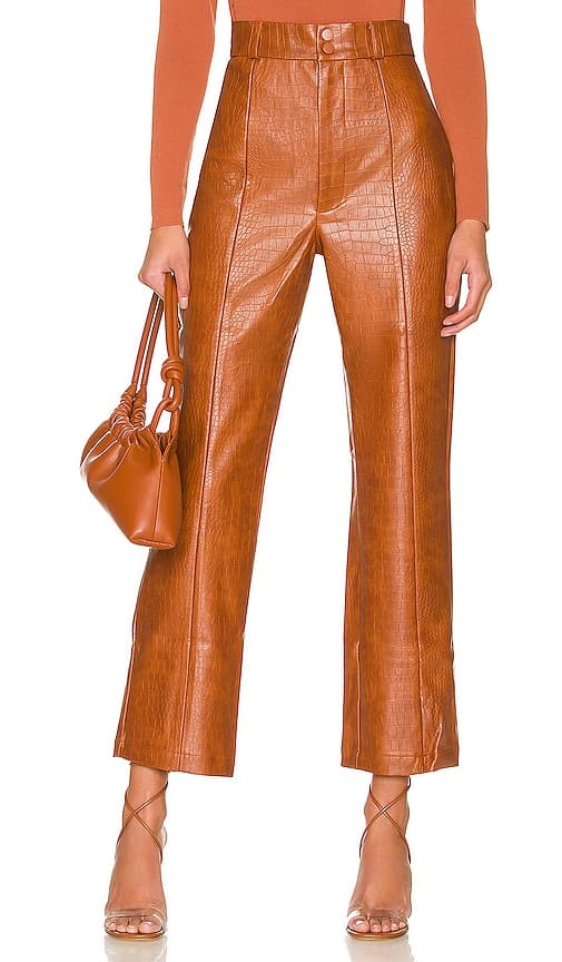 Croc Faux Leather Pant In Tan Croc - Image 1