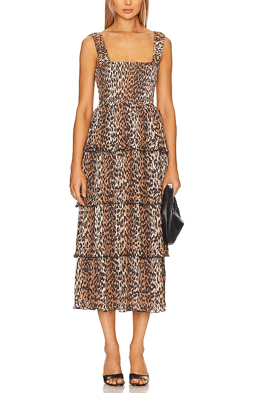 Flounce Smock Midi Dress In Almond Milk - Image 2