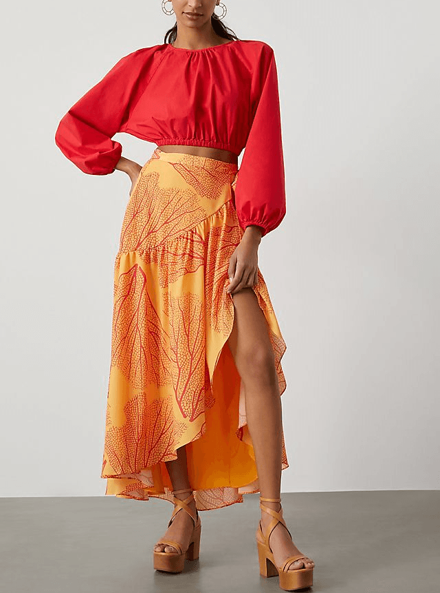 Printed Wrap Maxi Skirt - Image 2