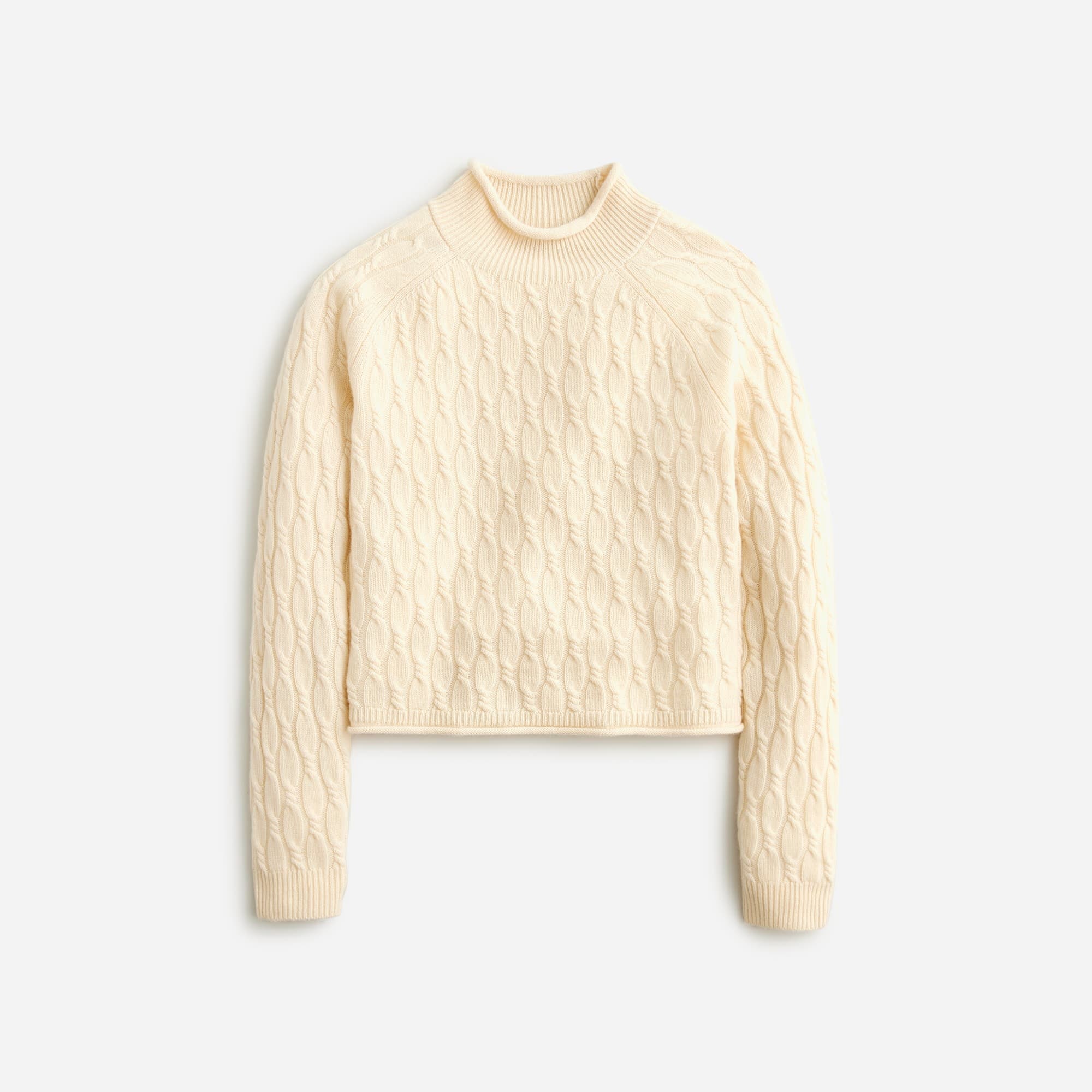Cashmere Shrunken Cable-Knit Rollneck Sweater - Image 1