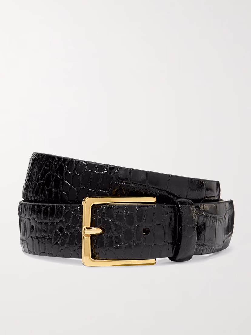 Croc-Effect Leather Belt - Image 2