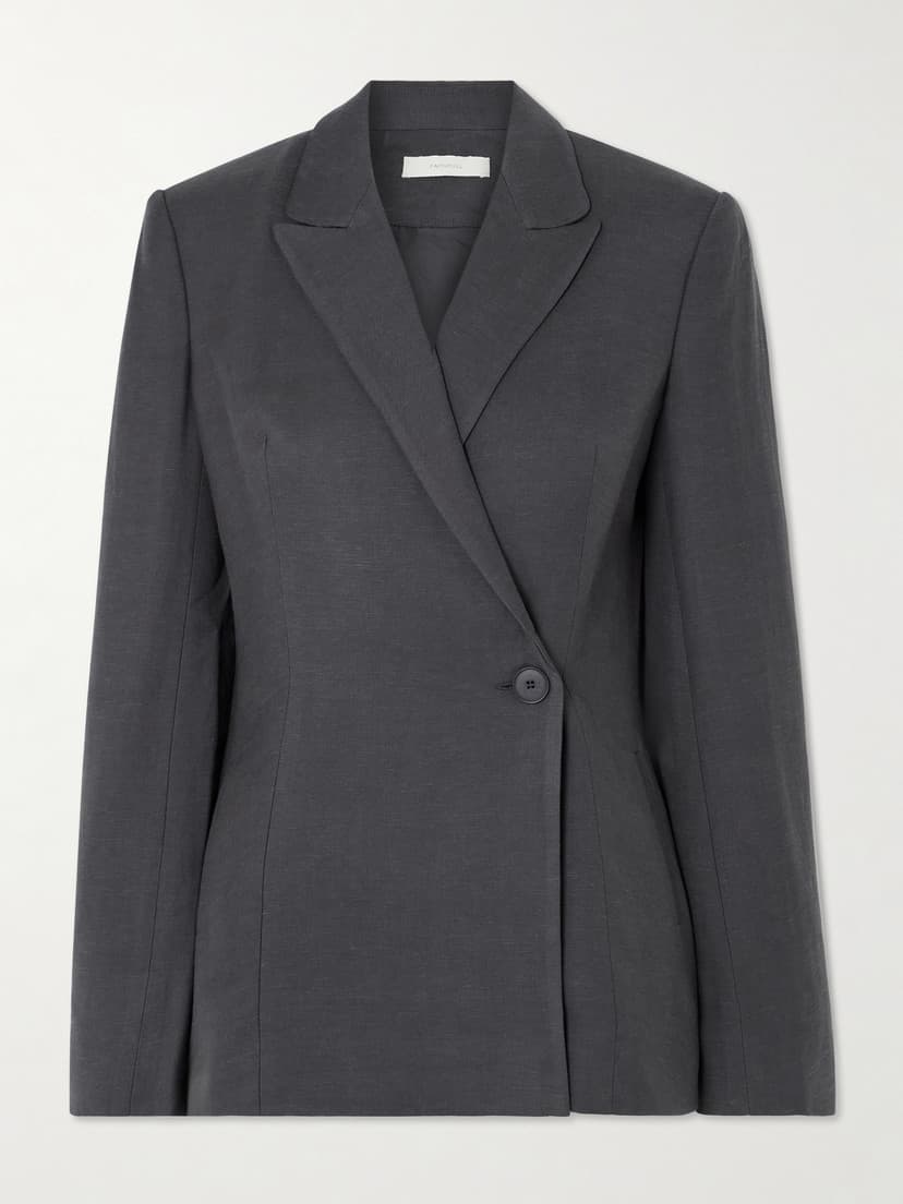 Enna Asymmetric Woven Blazer - Image 1