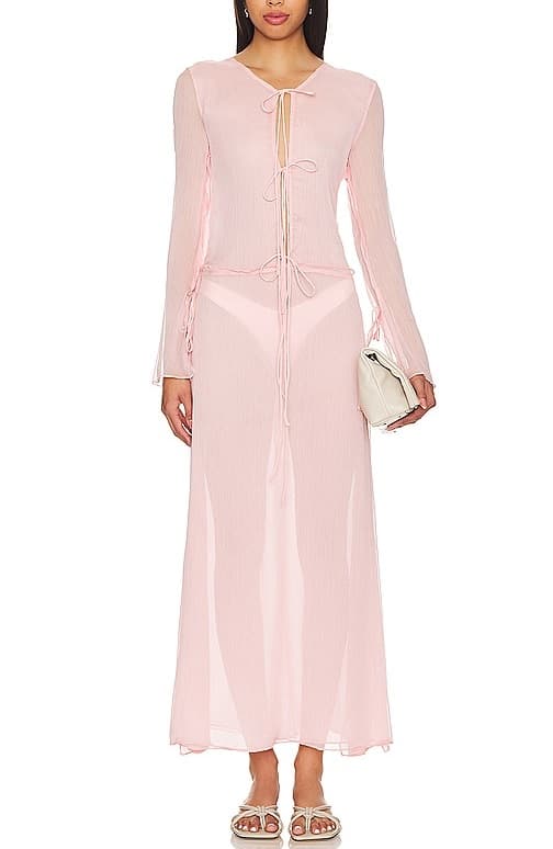 Charlotte Sheer Dress In Blush - Image 1
