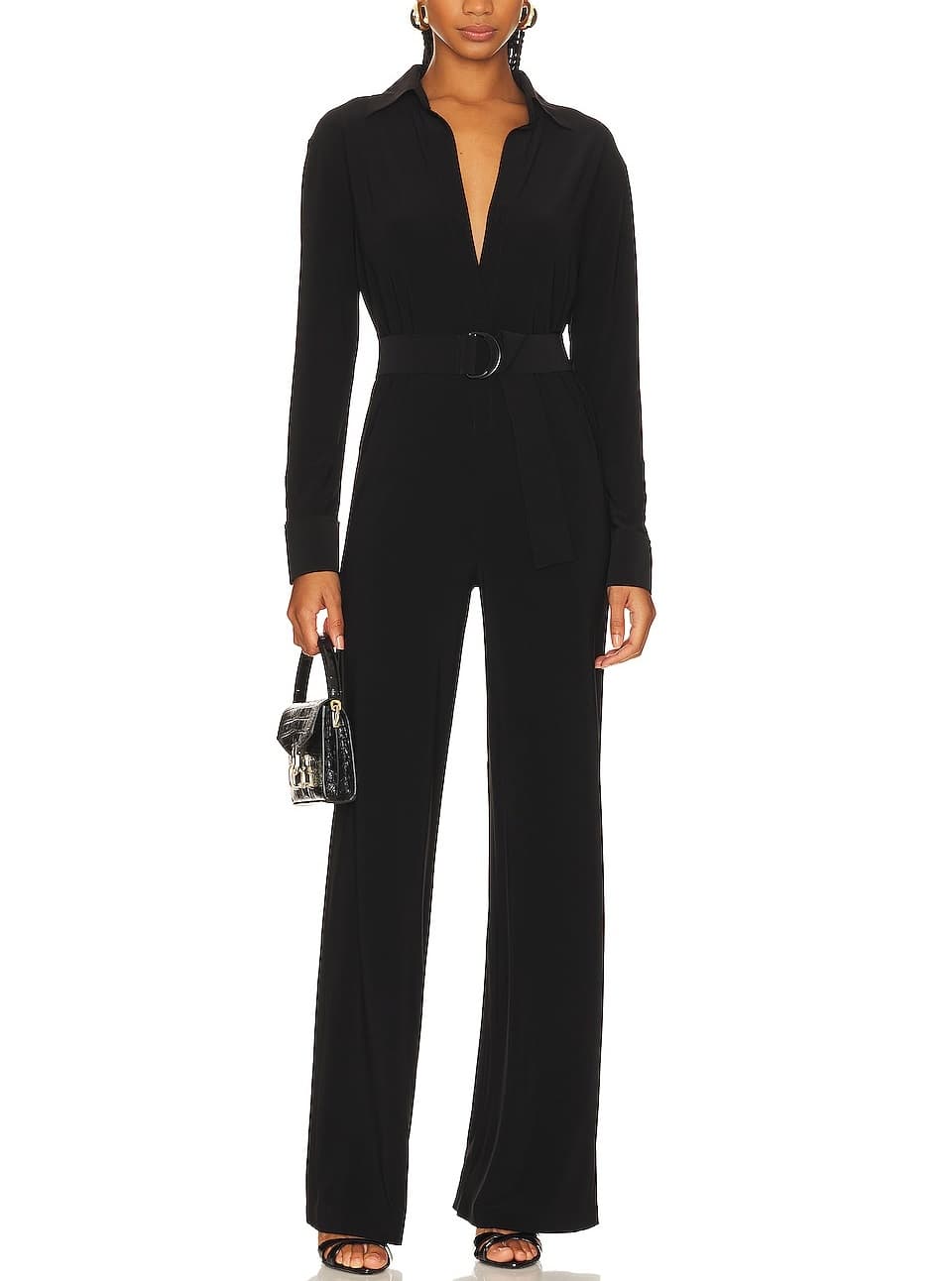 Shirt Straight Leg Jumpsuit With Collar Stand - Image 1