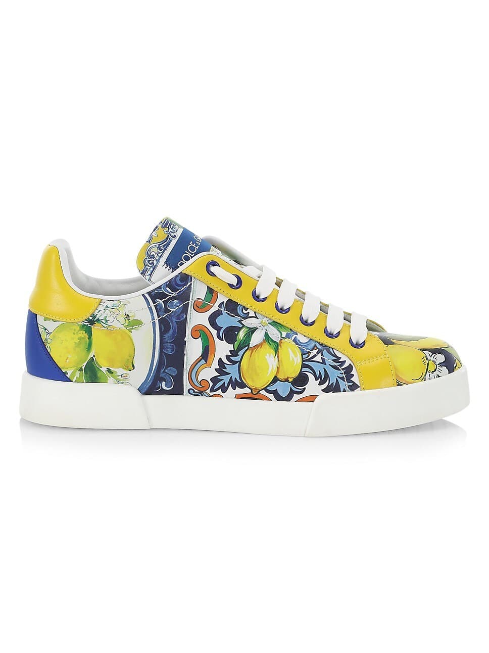 Portofino Lemon-Print Leather Low-Top Sneakers - Image 2